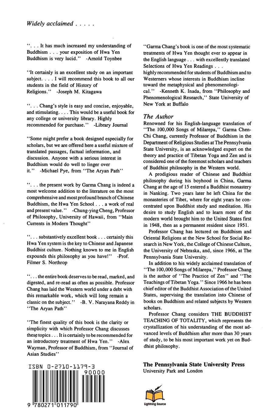 The Buddhist Teaching of Totality: The Philosophy of Hwa Yen Buddhism