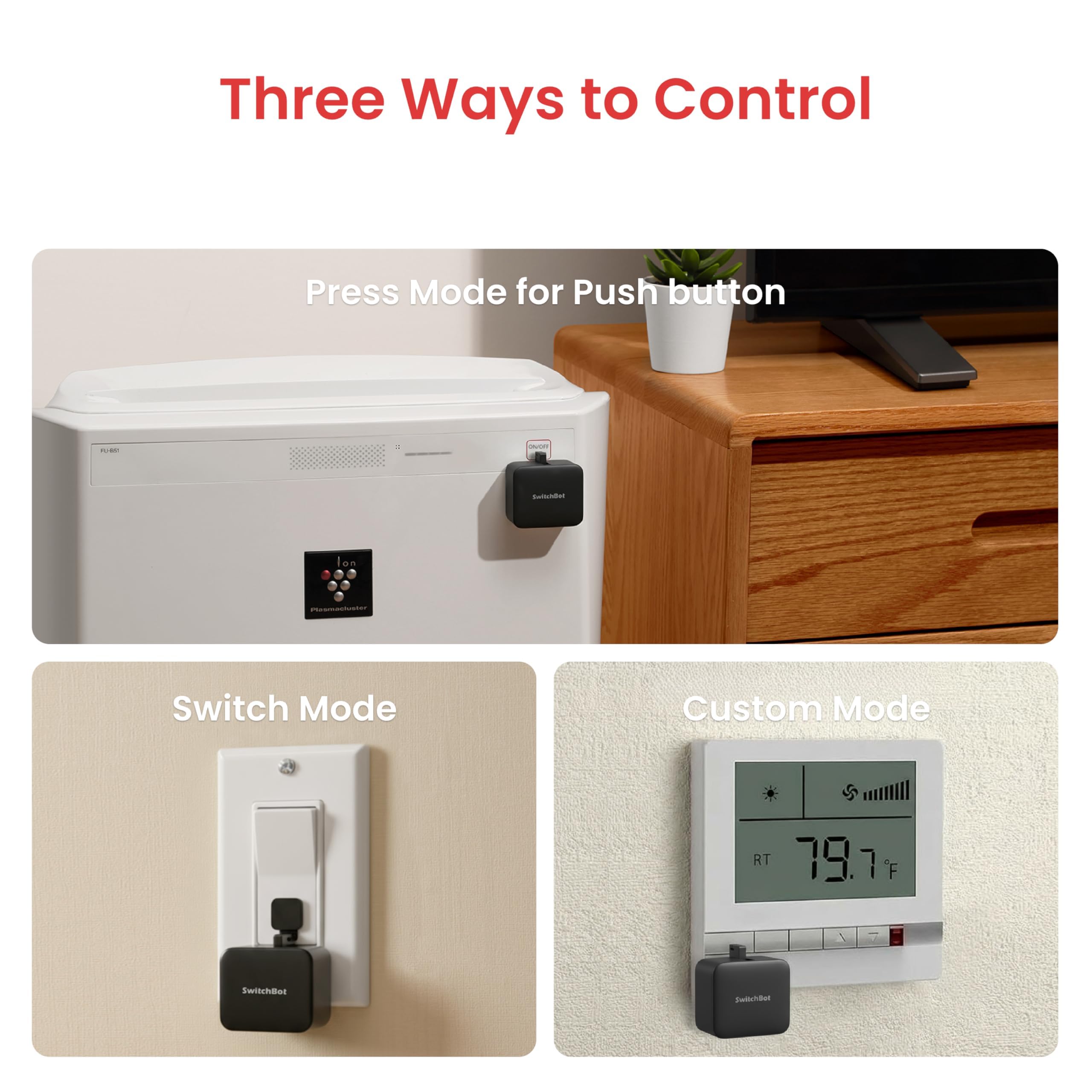 SwitchBot Smart Bluetooth Switch Toggle (Wiederaufladbar) - Fingerbot für Schalter, 1,0kgf, USB-C, App-Timer, fügen Sie Hub hinzu für Alexa, Siri & Matter, Schwarz