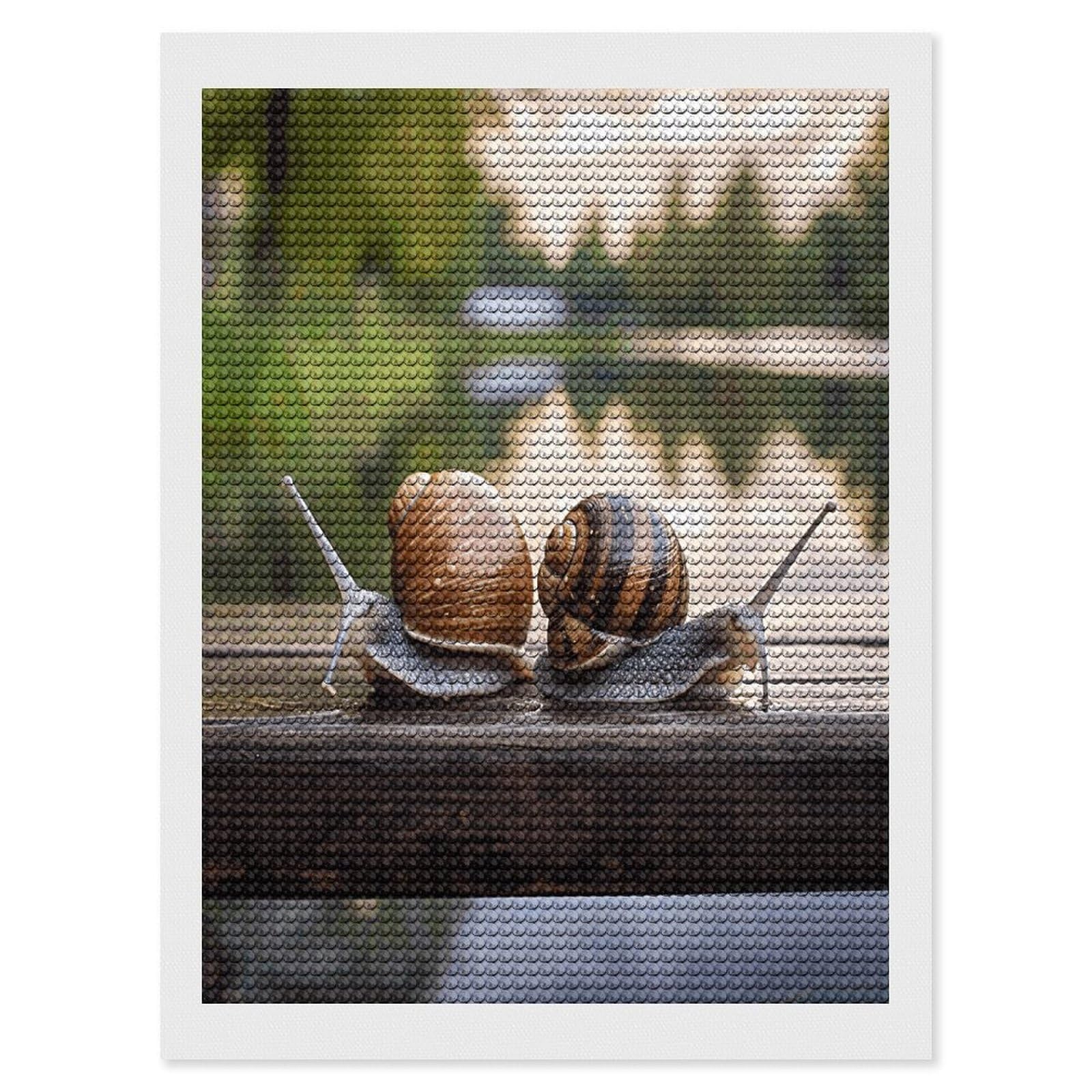 JTREHY Two Snails on The Bench Diamond Art Kits Personalized DIY Round Diamond Painting Kits for Beginner Full Drill Diamonds Dots Paintings for Adults Gem Art Crafts Home Decor