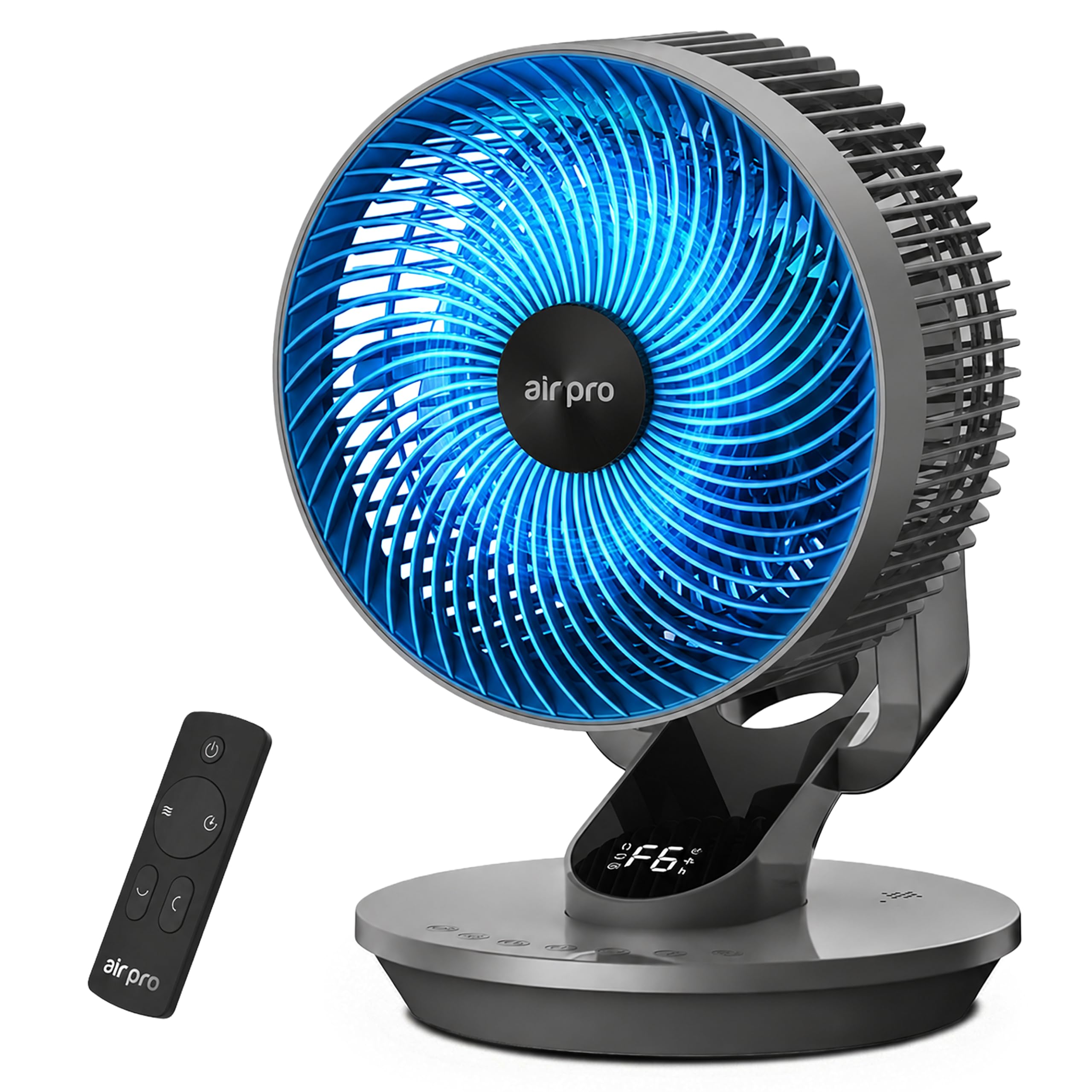 Air Pro 10" Desk Fan SmartVoice™ & Remote Control 3D Oscillation Fan 12 HR Timer, Quiet Copper Motor Air Cooling & Circulator Table Fan - Small Fan with 6 Speeds Mini Desktop Fan Office Home Bedroom