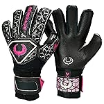 Renegade GK Triton Frenzy Goalie Gloves with Pro-Tek Fingersaves | 3.5+3mm Super Grip & 4mm Duratek | Black & Pink Goal Keeper Gloves (Size 10, Adult, Mens, Roll-Neg. Hybrid Cut, Level 2)