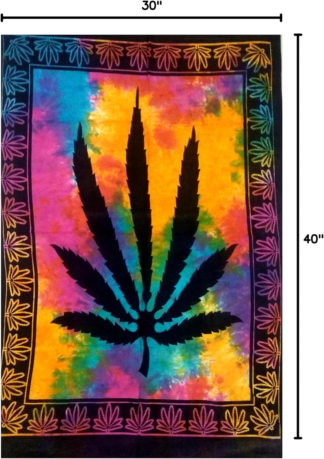 ICC Tapestry Wall Hanging leaf Poster Hippie Decor Flag tapestry Collage Dorm Trippy Bohemian Art psychedelic Small Hippie Rasta Cheap Tapestries 30 x 40 Inches Multi Color