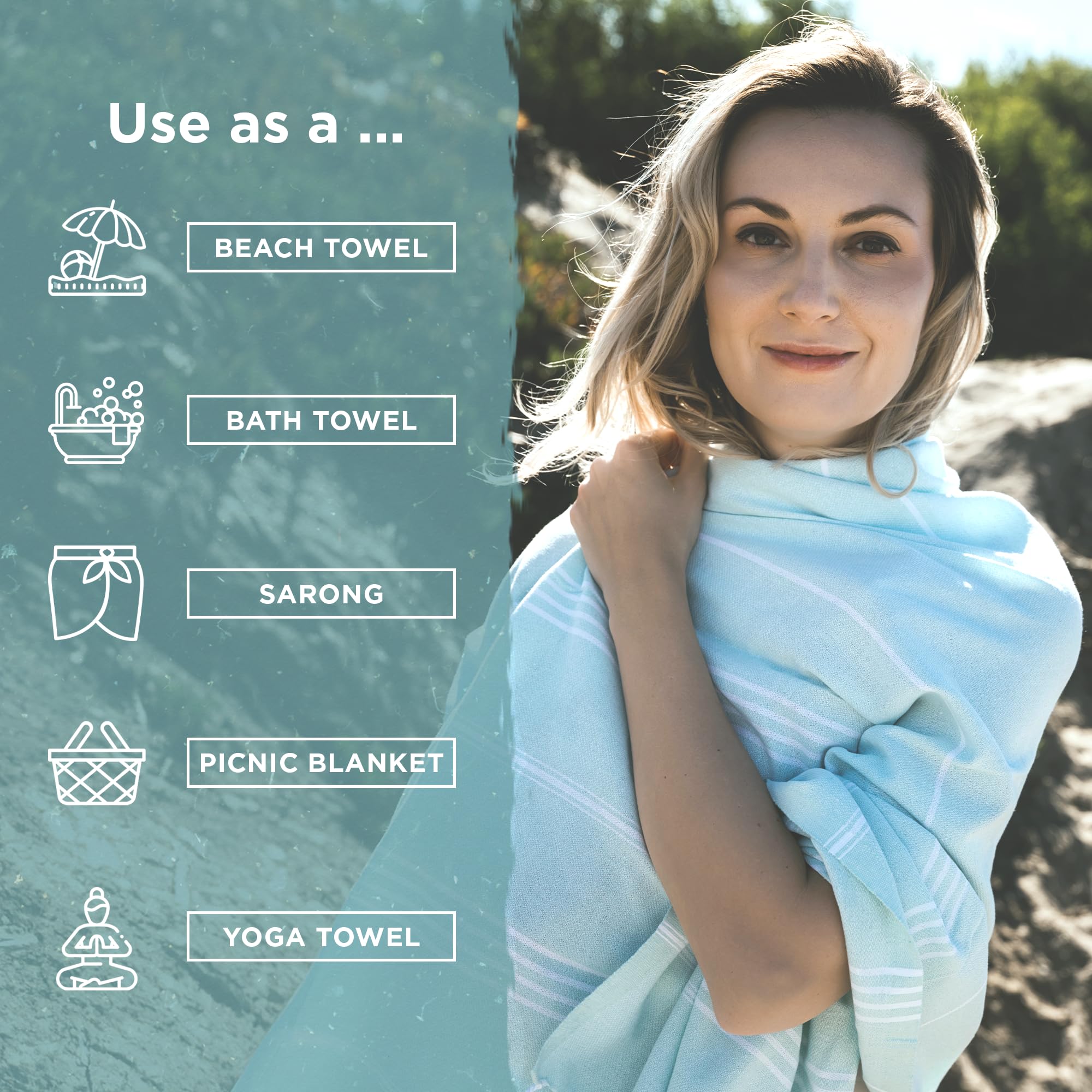 Amazon.com: Cape Comforts Large Turkish Beach Towel, Classic Black