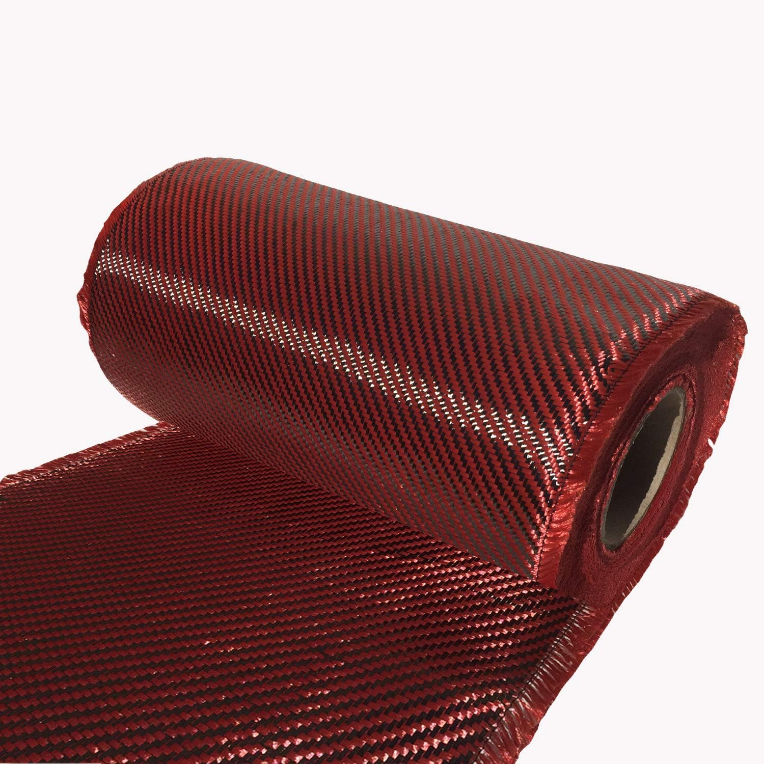 10 Ft x 4 Inch - Red Kevlar Carbon Fiber Sheet - Hybrid Aramid Fabric Roll 2x2 Twill 3K (220g) - Soft Material for DIY Repairs (Requires Epoxy)