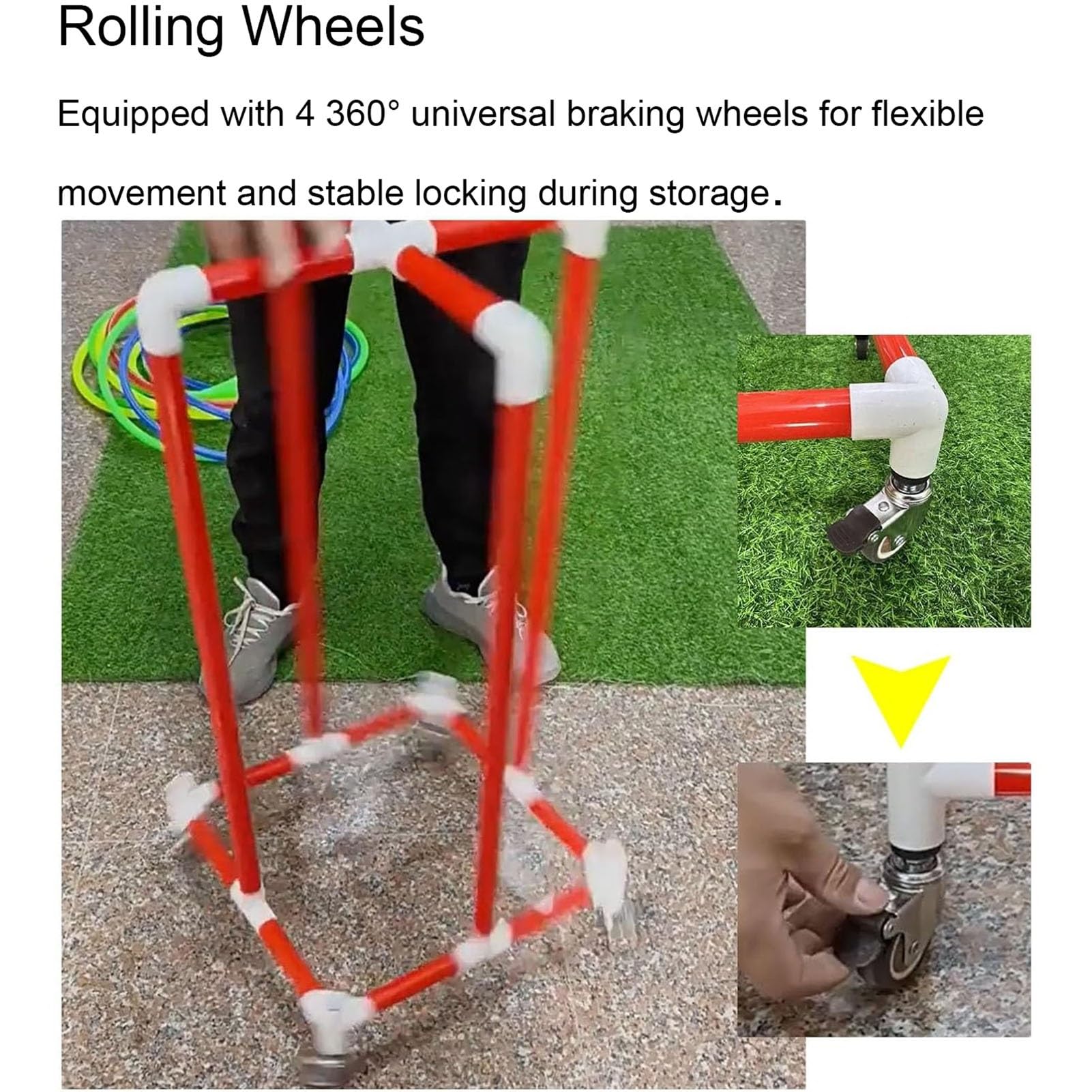 Hula Hoop Aufbewahrungsregal mit Rädern, Rollgerätehalter Ständer, Gym Hoops Display Cart für PE-Klassen