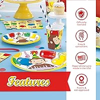 Vista 3 de Curious George Birthday Decorations Curious George Party Supplies Officially Licensed Serves 16 Guests Curious George Plates, Napkins