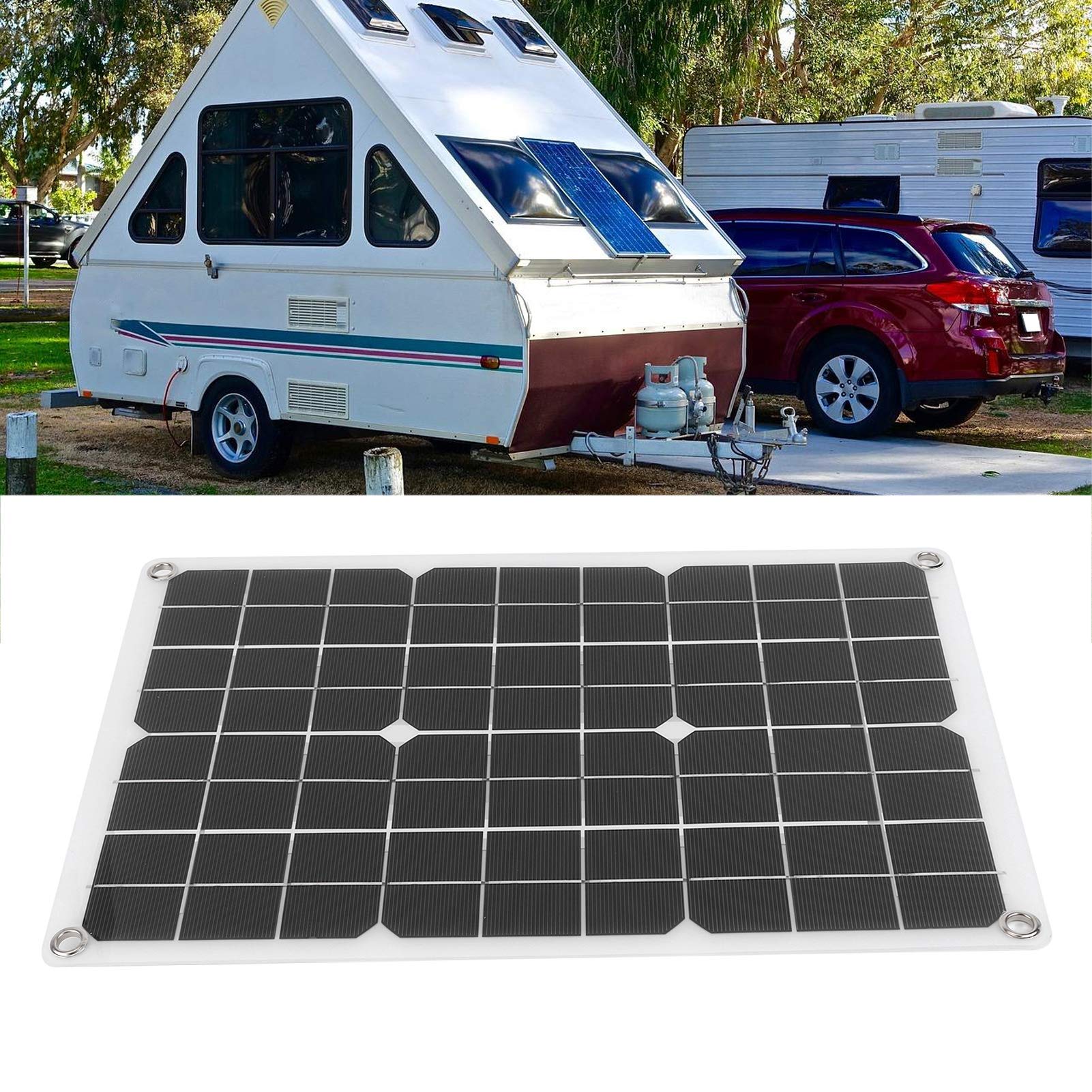 Tefola Solar Panel Kit, Solar Cell Panel, 50W Monocrystalline Cell Dual USB Charger Controller for Car RV Yacht Outdoor Charging