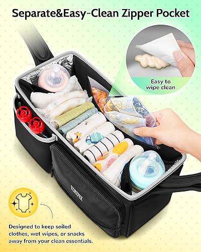Miniatura 4 de YOREPEK Organizador de cochecito espacioso para UPPAbaby VistaMinuCruz, organizador ajustable con 2 portavasos aislados, bolsa de cochecito fácil de