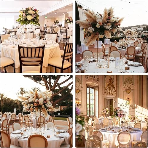 Miniatura 6 de Paquete de 4 manteles redondos de poliéster blanco de 108 pulgadas para mesas redondas, fundas de mesa de tela lavable para bodas, mesas de comedor,