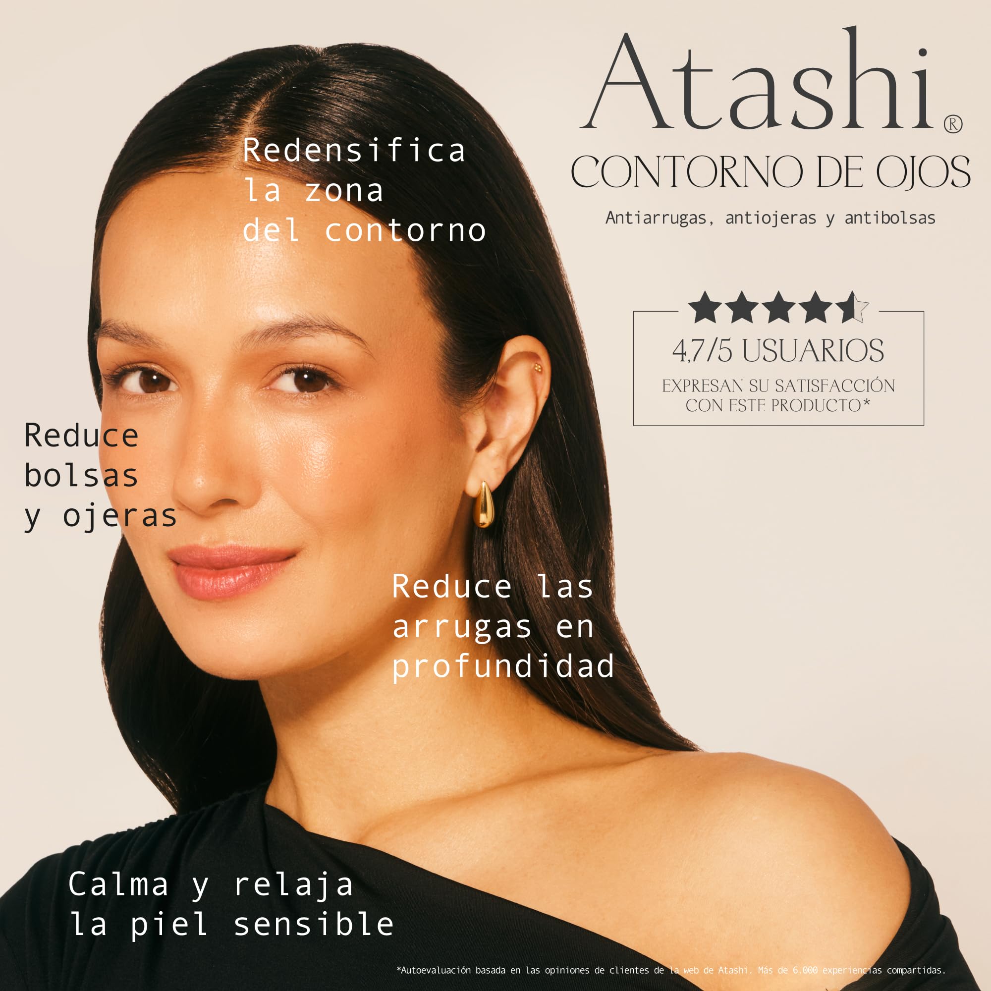 Atashi Contorno de Ojos Antiedad Antibolsas, Antiojeras y Firmeza