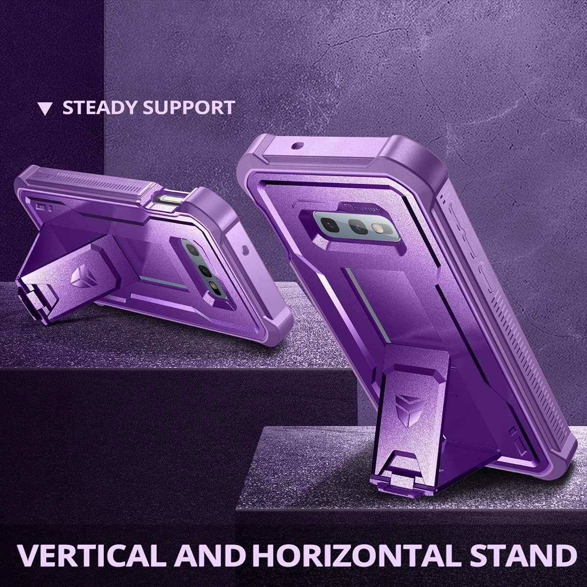 Dexnor for Samsung Galaxy S10e Case, [Built in Screen Protector and Kickstand] Heavy Duty Military Grade Protection Shockproof Protective Cover for Samsung Galaxy S10e Purple