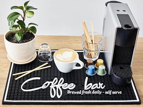 Tapete de barra de café para encimera, tapete grande de barista de 18 x 12 pulgadas, tapete de café, decoración de cocina y accesorios para barra de