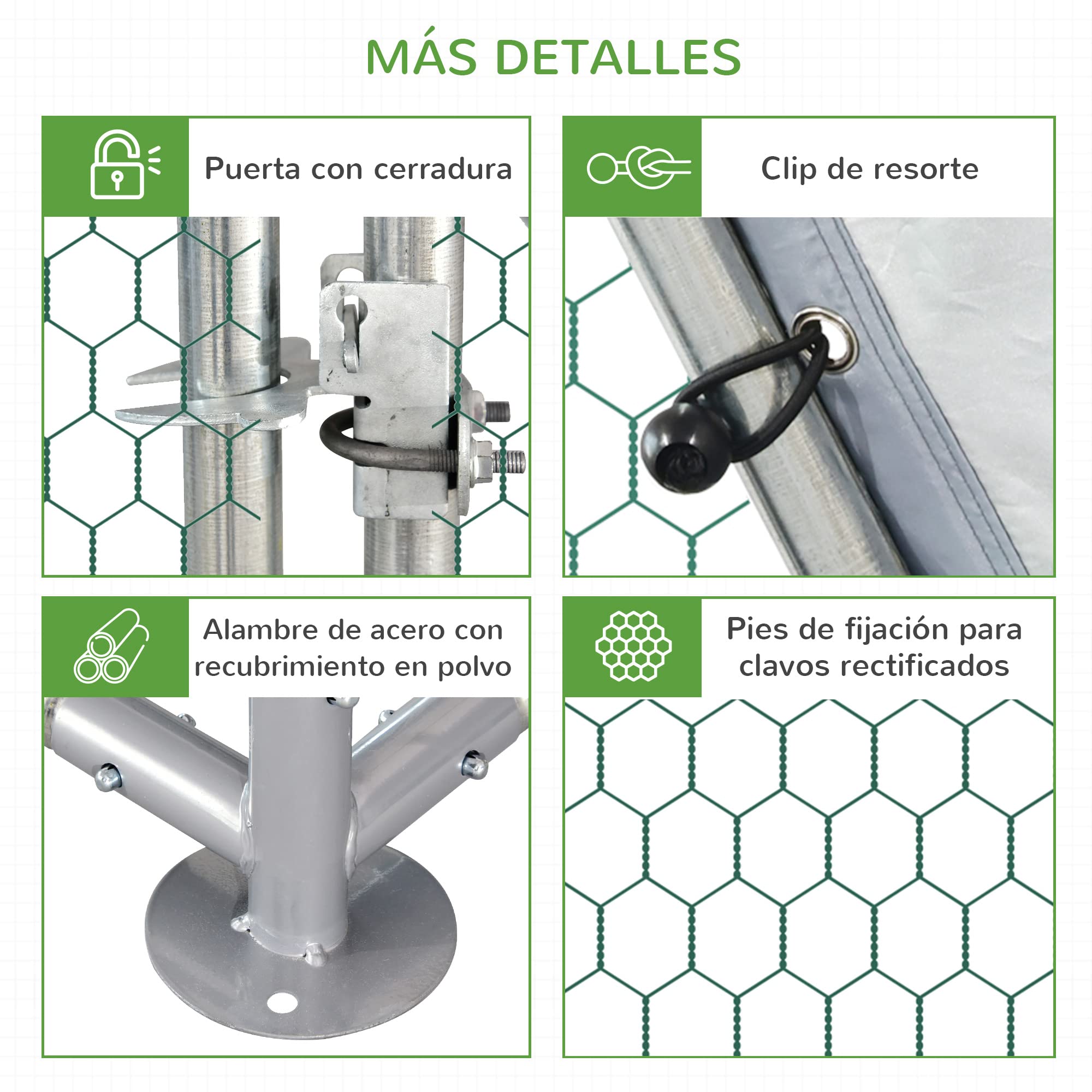 Pawhut Gallinero de Exterior 2,8x5,7x1,95 m Jaula con Cerradura para Aves de Corral de Metal Galvanizado y Cubierta Oxford
