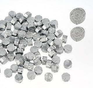 102 Pieces Octagon Wax Seal Beads, Premium Metallic Silver Sealing Wax Beads for Letters and Certificates, Valentine’s Day Cards, Wedding Invitations, Gift Wrapping, Christmas Card