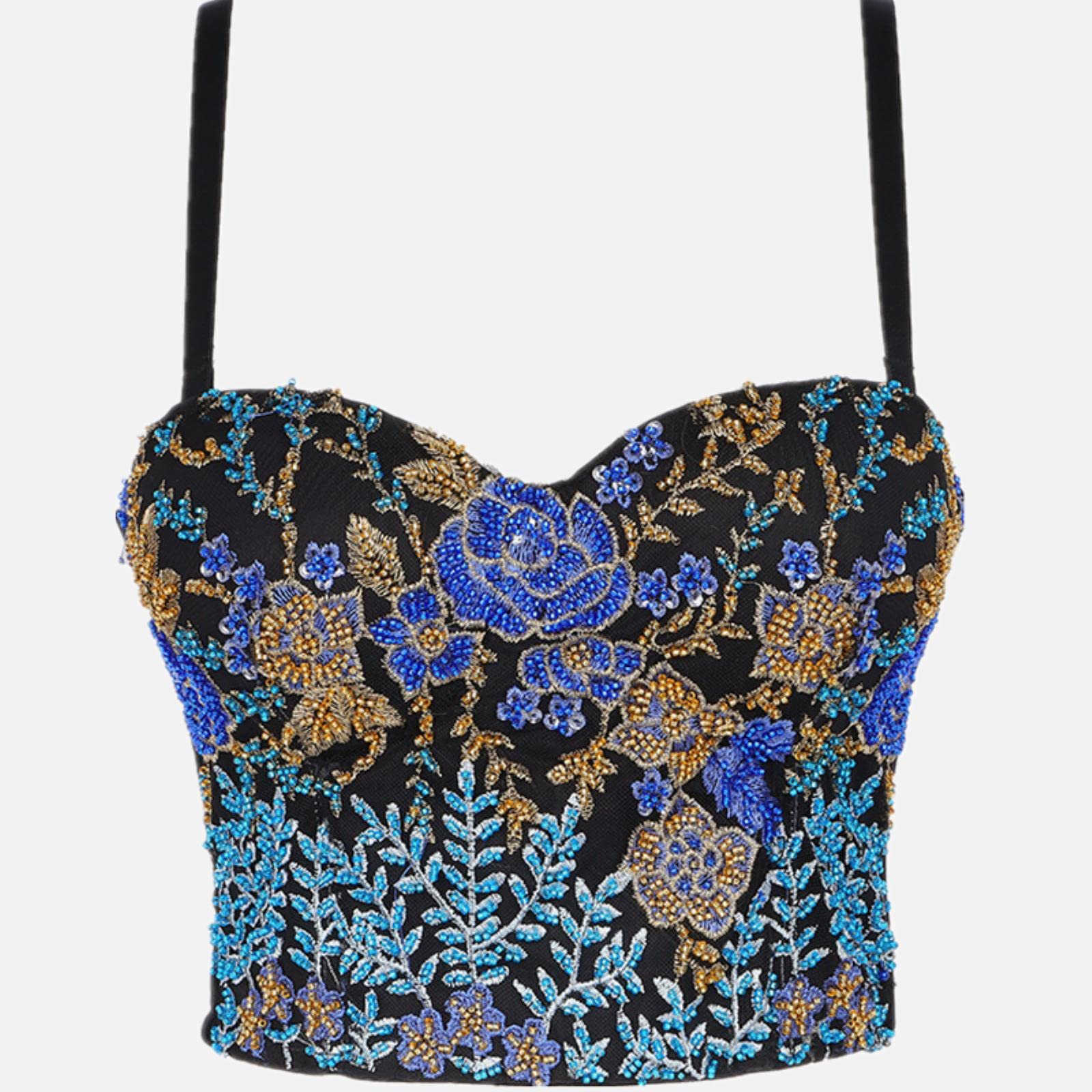 YOND Camisetas sin Mangas para Mujeres Sexy Lentejuelas Diamond Bra Ropa de Mujer Push Up Bustier Club y2k Crop Top Party Ladies Corsé-22-negro, CN L-38