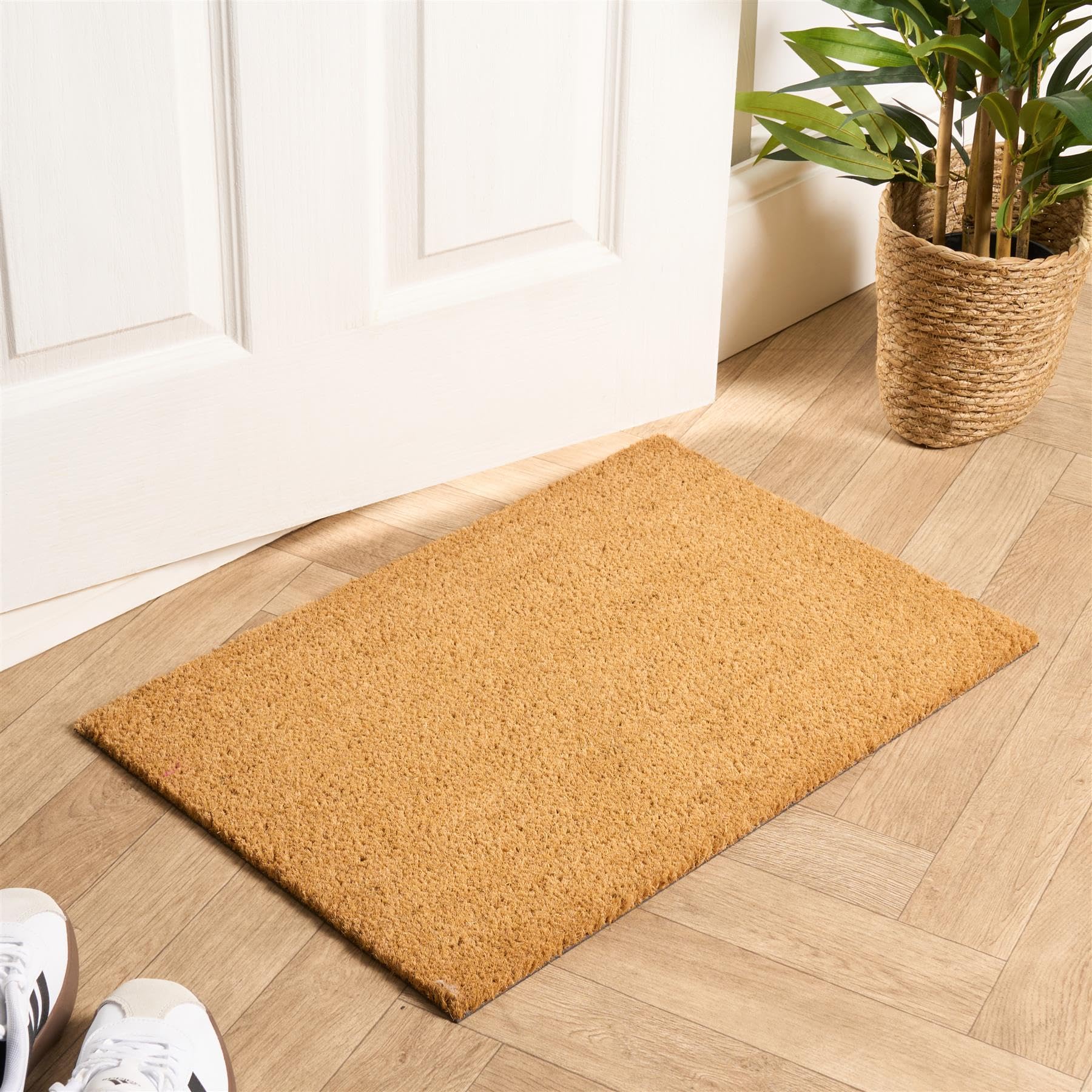 OHS Washable Door Mats Indoor & Outdoor, Non-Slippery Heavy Duty Stylish Front Door Mat Durable Dirt Trapping Doormat Entrance Welcome Mat, Brown - 40 x 60cm