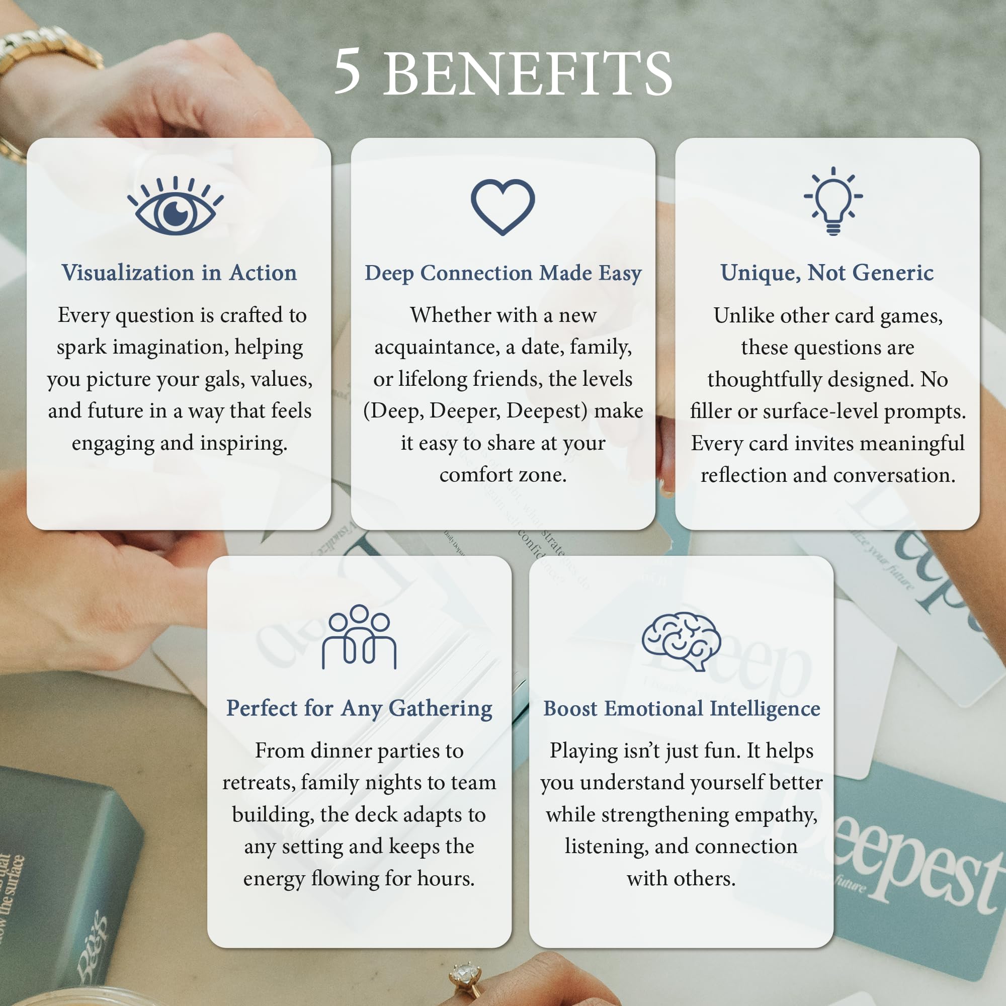 Daily Dopamine Dive Deep Conversation Cards - Lernen Sie sich gegenseitig kennen Eisbrecher | Tiefe & sinnvolle Gespräche | Kartenspiel für Teenager, Erwachsene, Paare | Lustiges Familien-Partyspiel