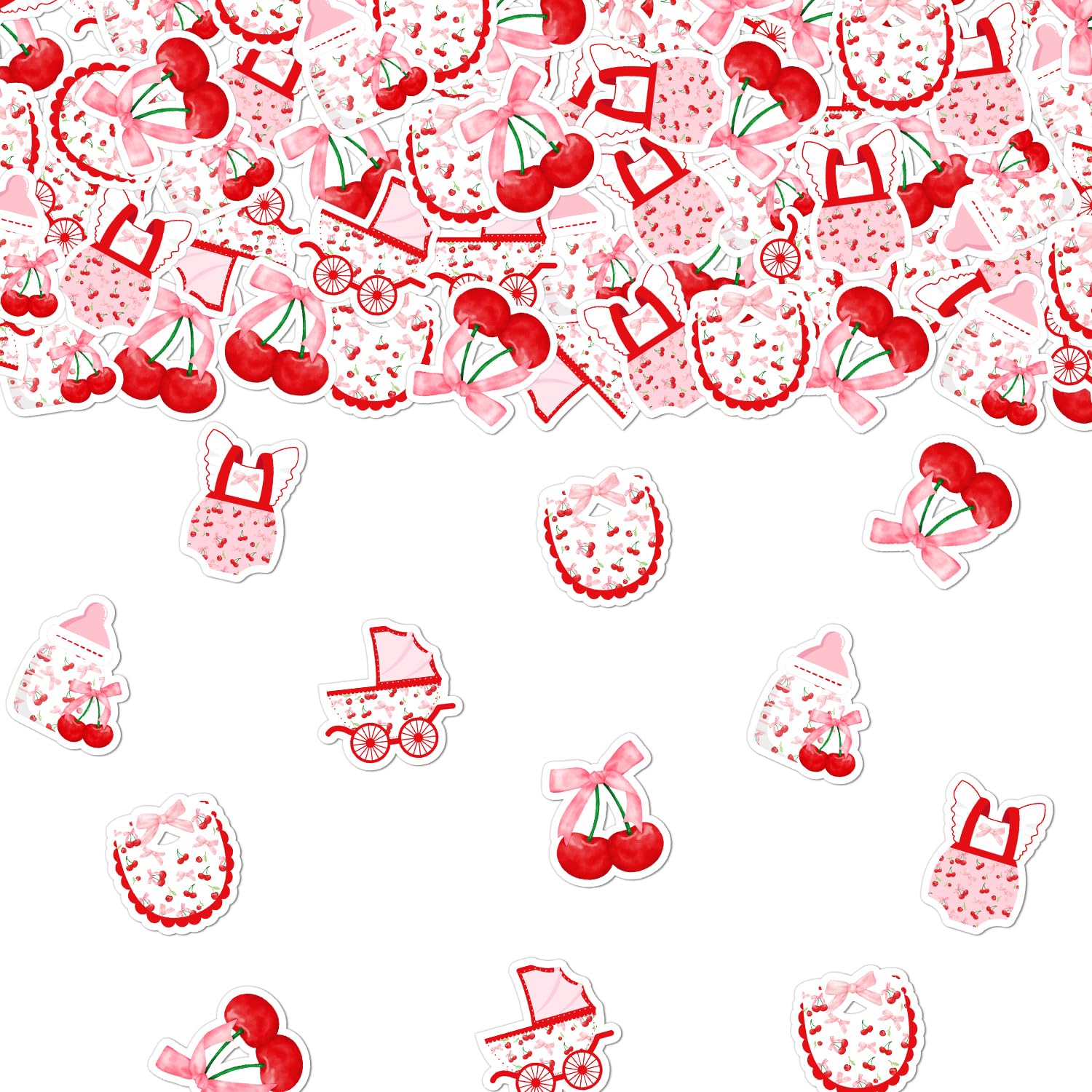 200PCS She's the Cherry on Top Baby Shower Confetti - Red Fruit Themed Party Decor for Girls - Table Decorations and Party Supplies