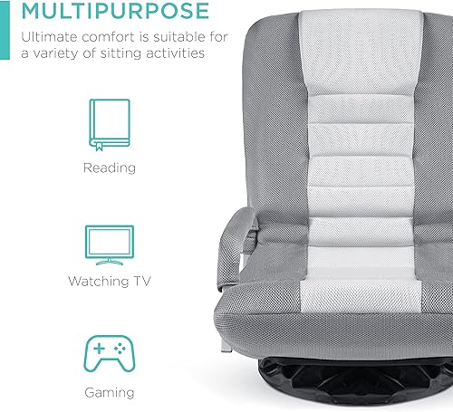 Miniatura 4 de Best Choice Products Swivel Gaming Chair 360 Degree Multipurpose Floor Chair Rocker for TV, Reading, Playing Video Games w/Lumbar Support, Armrest