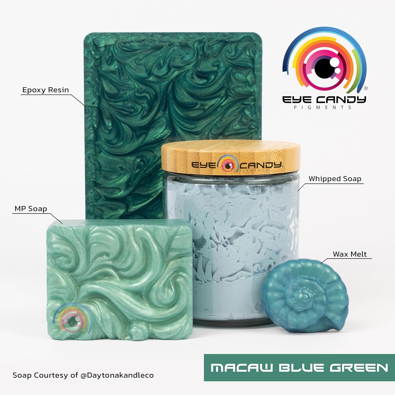 Eye Candy Pigments Premium Mica Powder - Macaw Blue Green (25gr) - for Epoxy, Resin, Soap, Paint, Woodworking, Acrylic Pouring, Bath Bombs, Fishing Lures - DIY Arts and Crafts Additive - Image 4