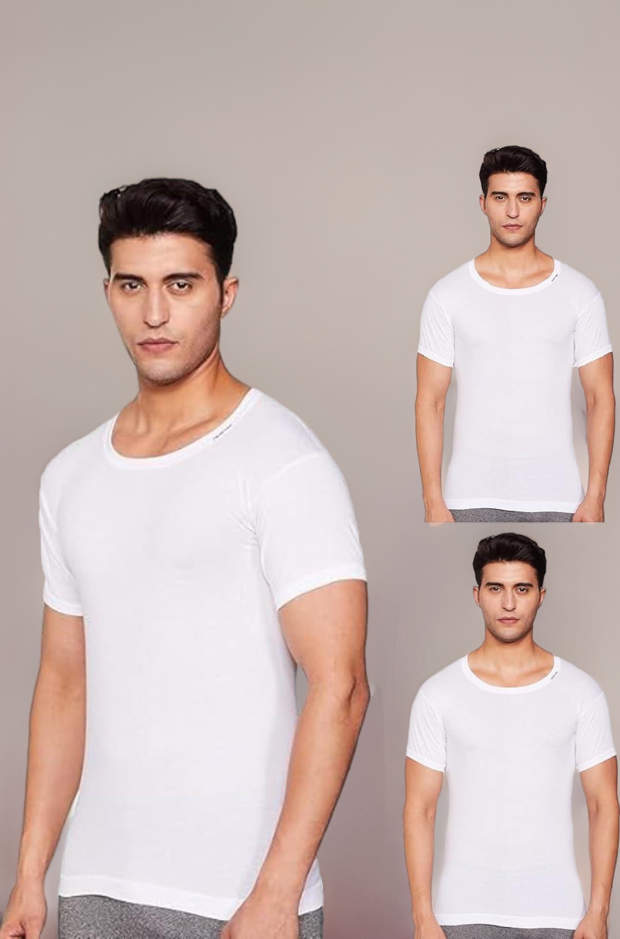 RUPA Frontline Half Sleeves Round Neck Vest for Men, 100% Cotton Material, Regular Fit, Pack of 3