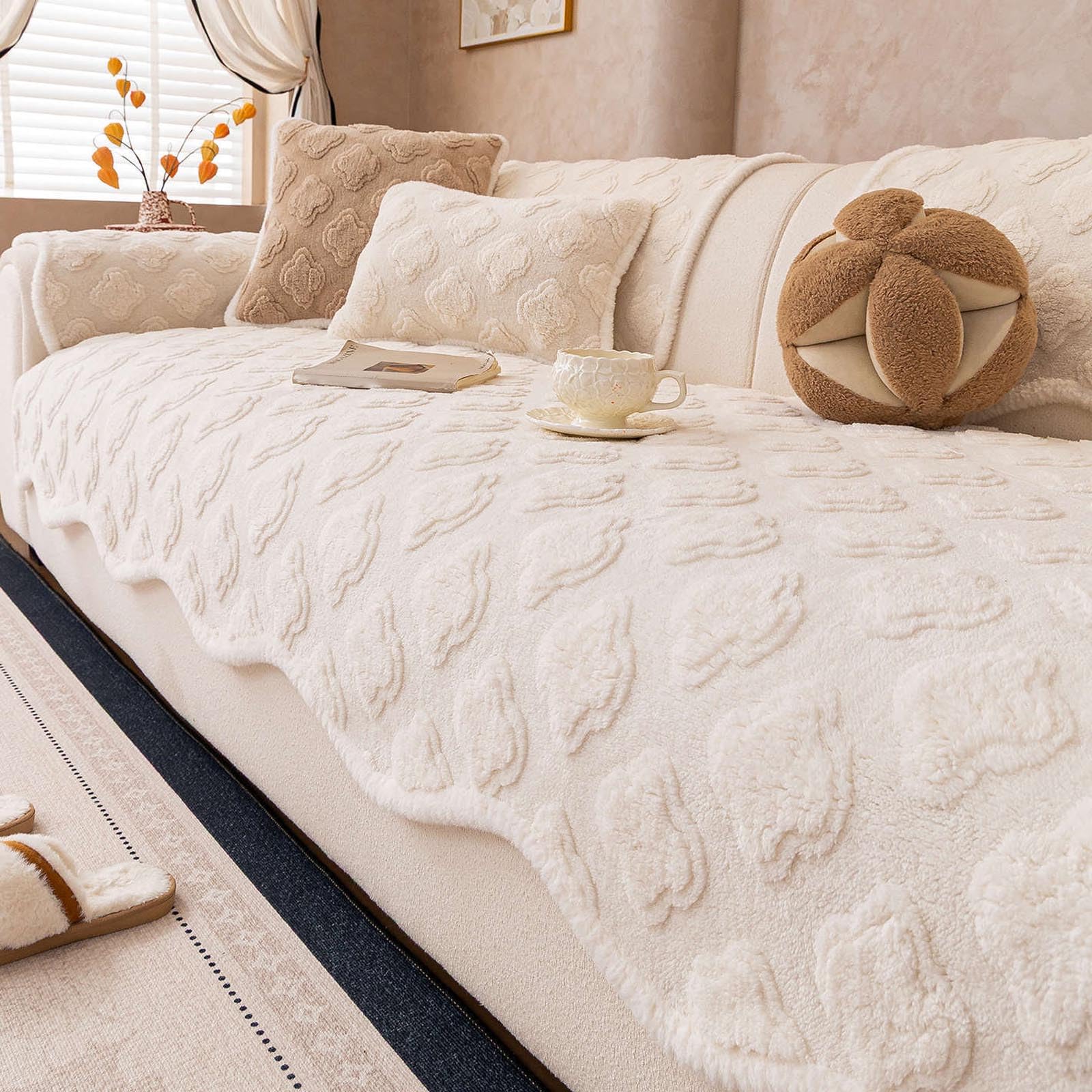Housse de canapé protectrice épaisse beige 70x150 anti-usure et douce