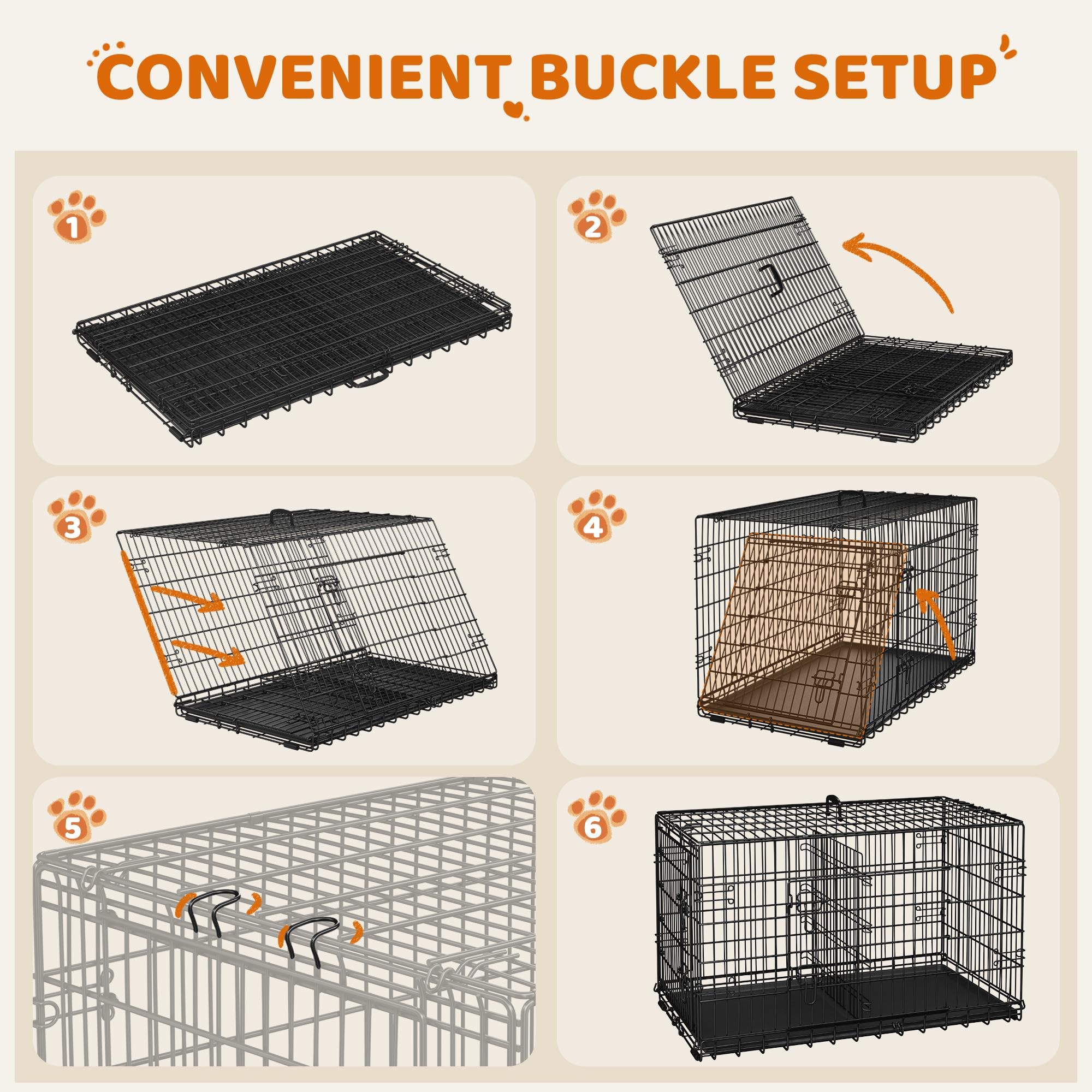 Abician Caisse de Transport pour Chien Cage Chiens Pliable 107x66x74.5 cm