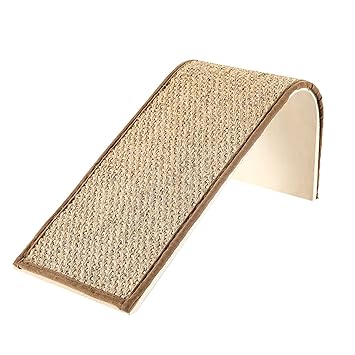 Lahas Cat Scratch Pad,Scratching Ramp,Cat Floor Scratcher,100% Natural Sisal,Wooden Structure,Cat Toy