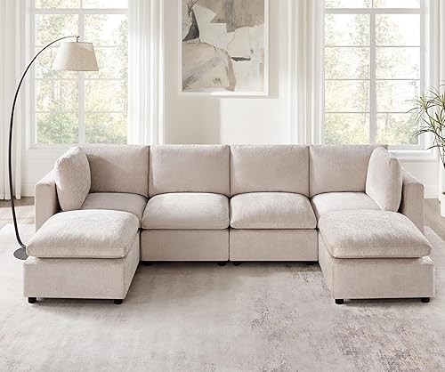 VANOMi Sofá modular seccional, sofá convertible sofá modular con otomana, sofás seccionales para sala de estar, apartamentos pequeños