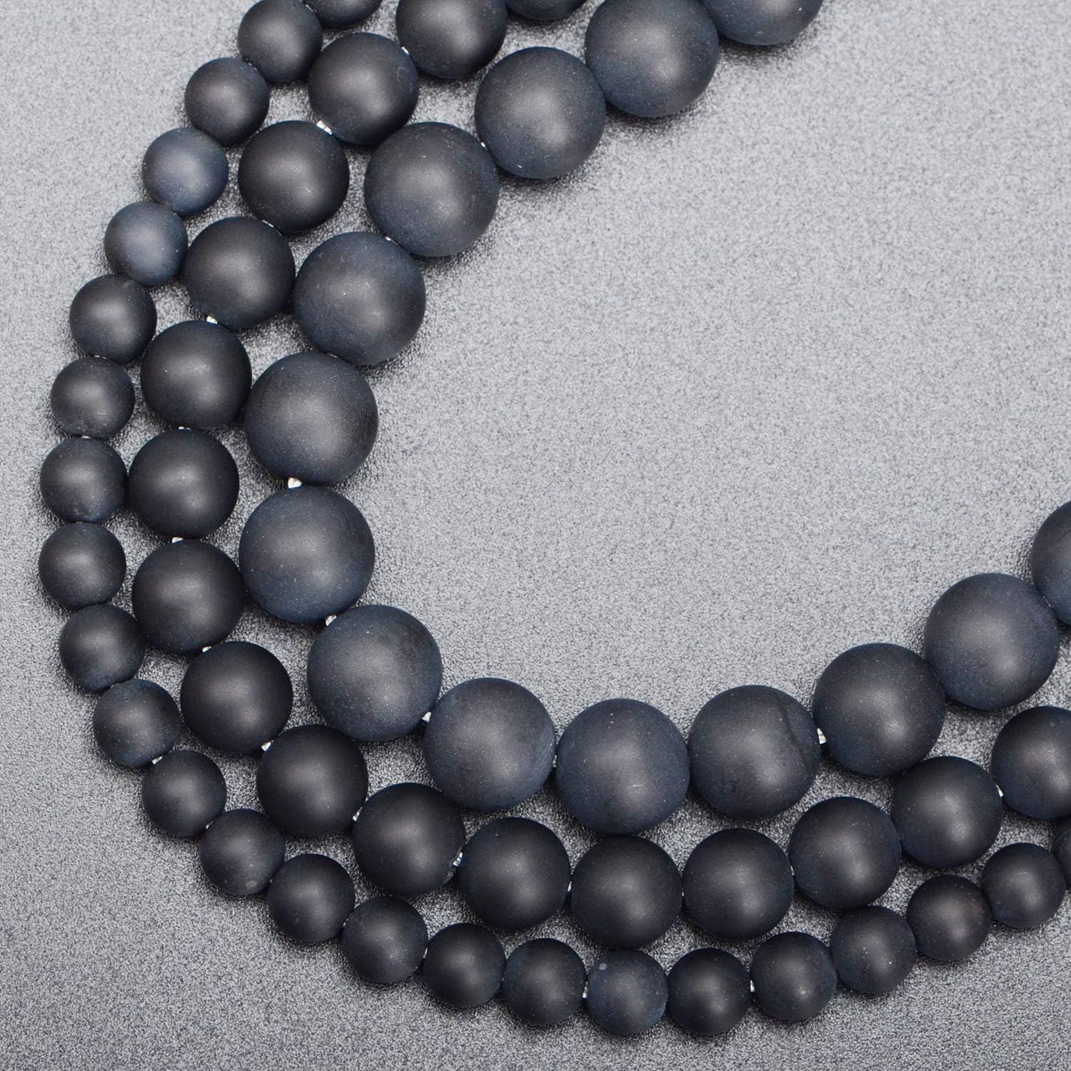 10mm Natural Matte Black Onyx Round Gemstone Frosted 80Pcs Bulk Loose Beads for Jewelry Making Bracelet with Stretch Beading Cord LPBeads - Image 4