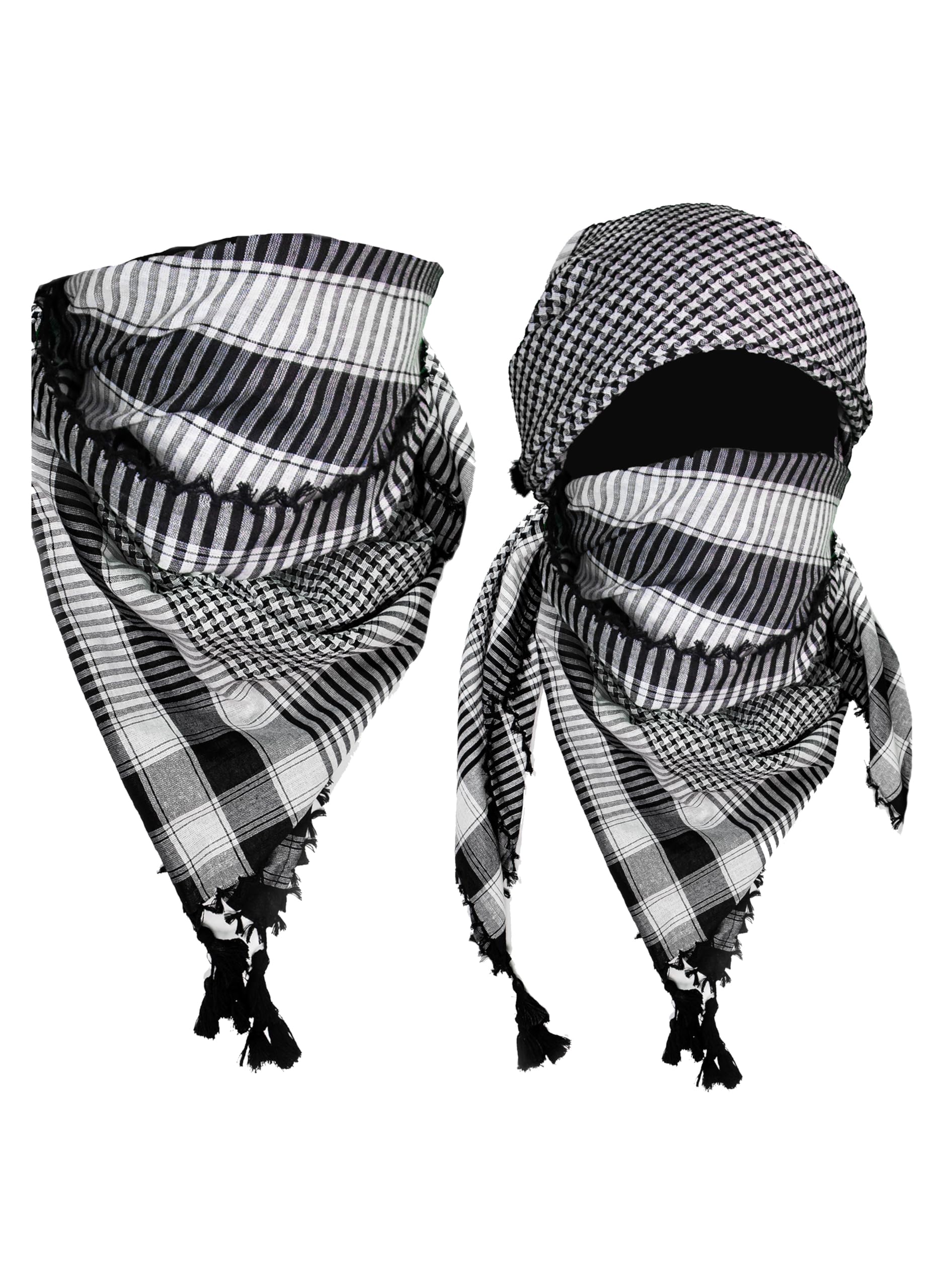 Classic black and white checkered shemagh scarf men cotton head ghutra arabian arafat army miltary scarf for all season | multi purpose | Large size-image-46