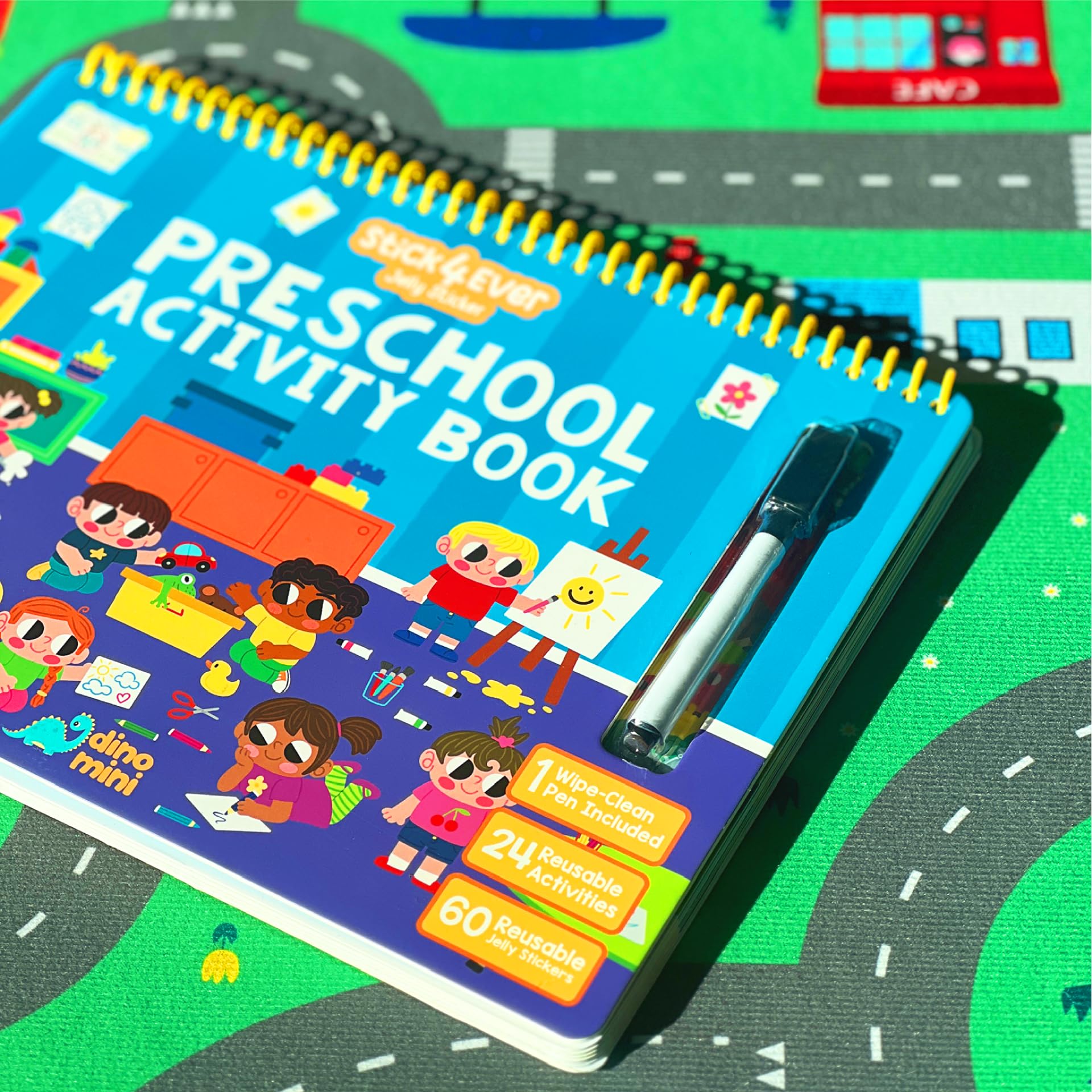 Stick4Ever Vorschul-Aktivitätenbuch – wiederverwendbares Stickerbuch für Kleinkinder von 2–4 Jahren – Saubere, pädagogische Reiseaktivität für Kinder, Jungen und Mädchen – kein Durcheinander