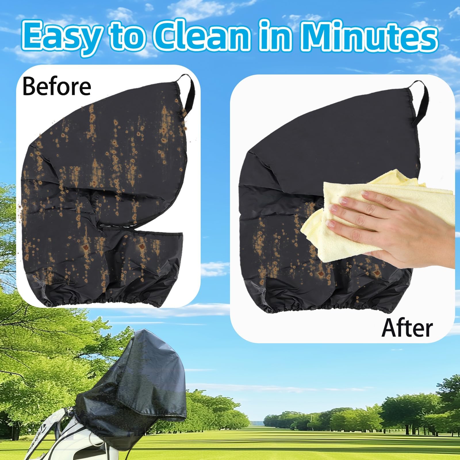 Amazon.com : CartClan Upgrade Golf Bag Rain Hood Waterproof Golf Bag Rain  Cover for Golf Club Bags Fit Almost All Golfbags or Carry Cart : Sports &  Outdoors