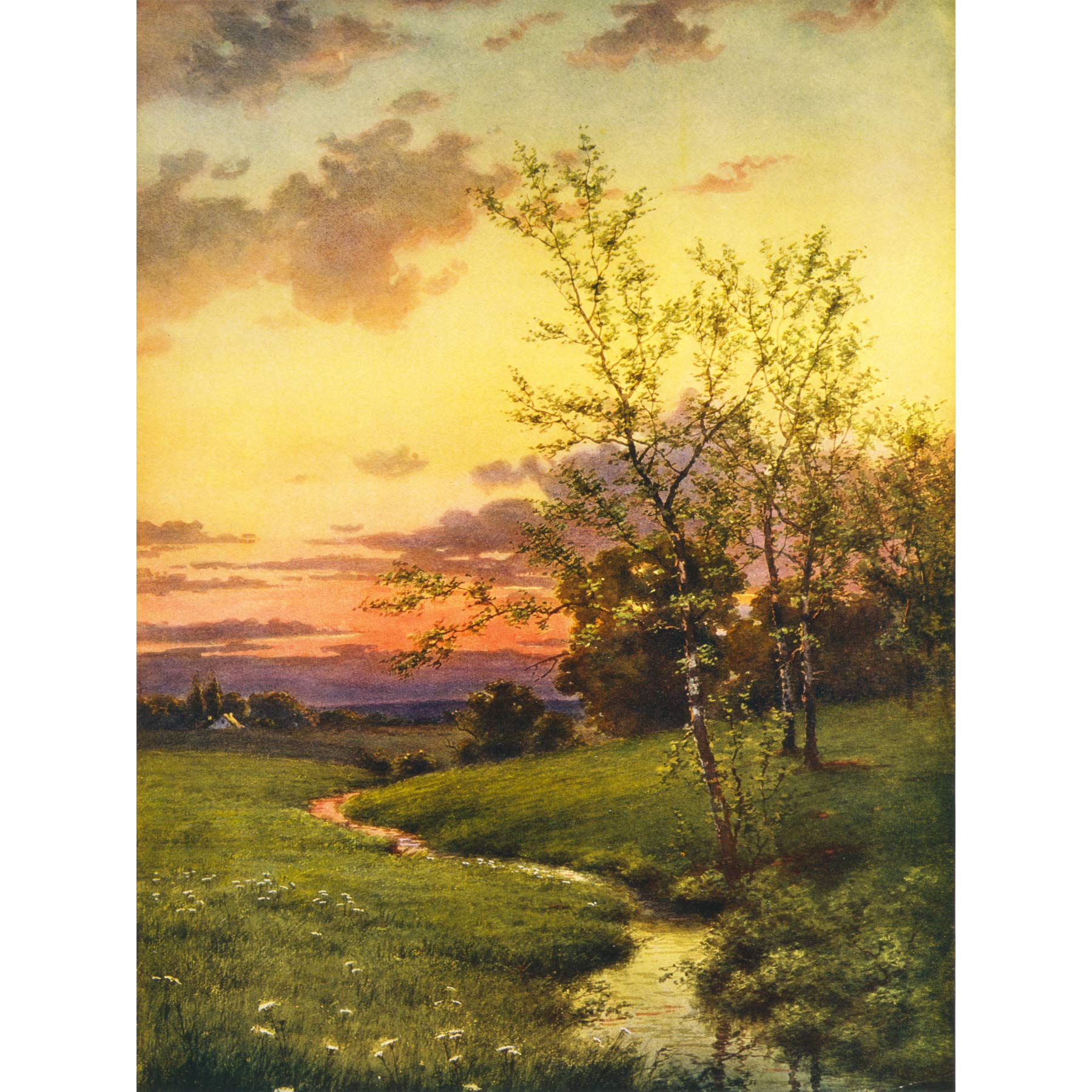 Wee Blue Coo Paintings Landscape Sunset Countryside Tree Art Canvas Print