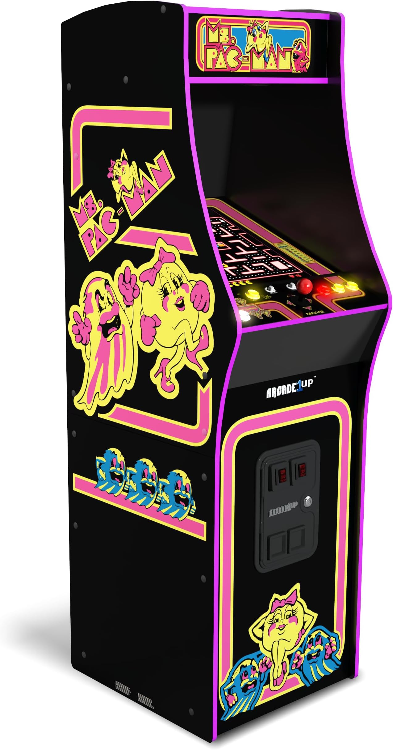 ARCADE1UP Ms. Pacman Deluxe Black Variant Arcade Machine, Built for Your Home, with 5-Foot Tall Full-Size Stand-up Cabinet, 14 Classic Games, and 17-inch Screen