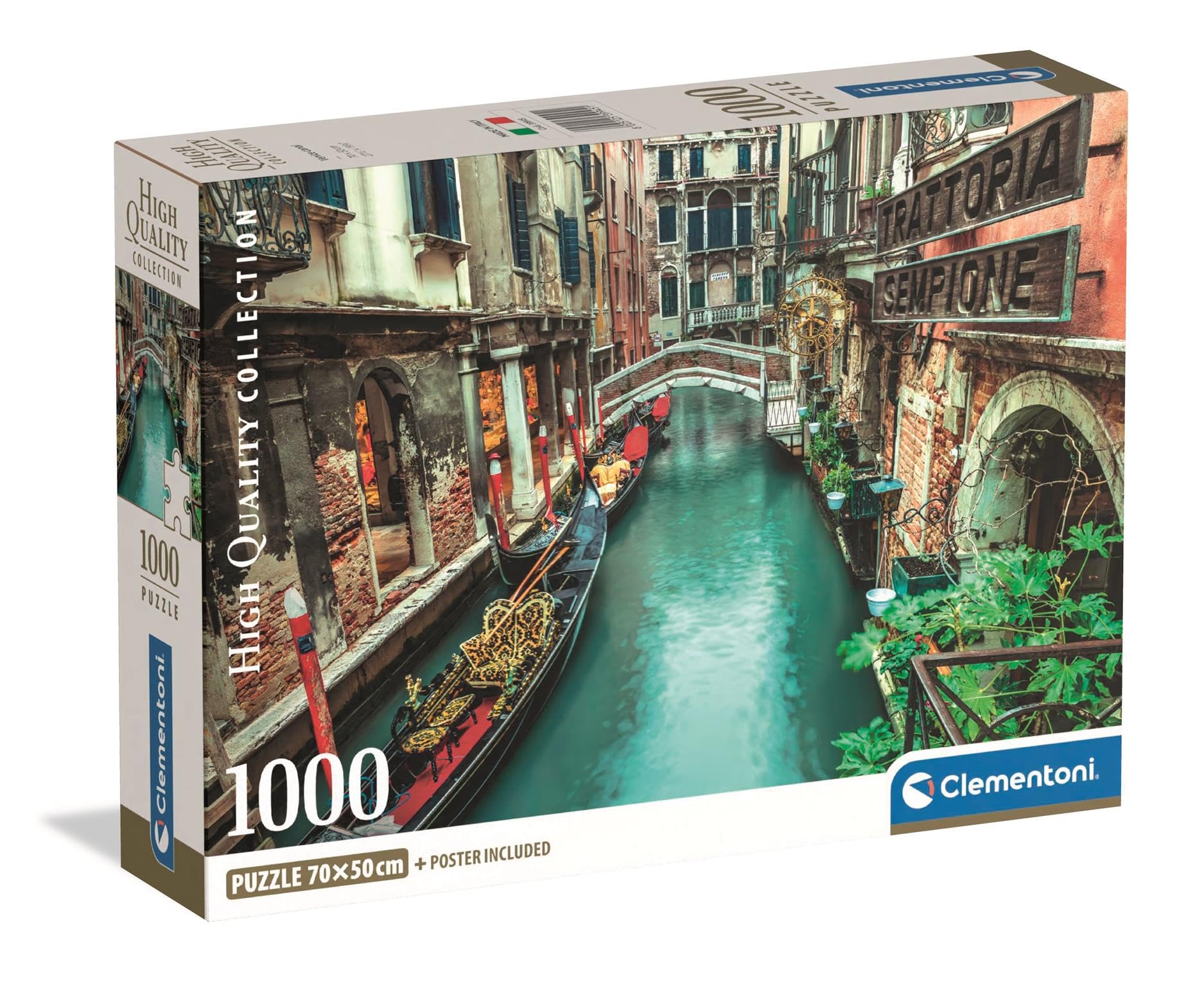 Clementoni Jigsaw Puzzle 1000 pieces Collection Venice Canal, Puzzle for Adults 14-99 Years, Compact box, Made in Italy, 39945
