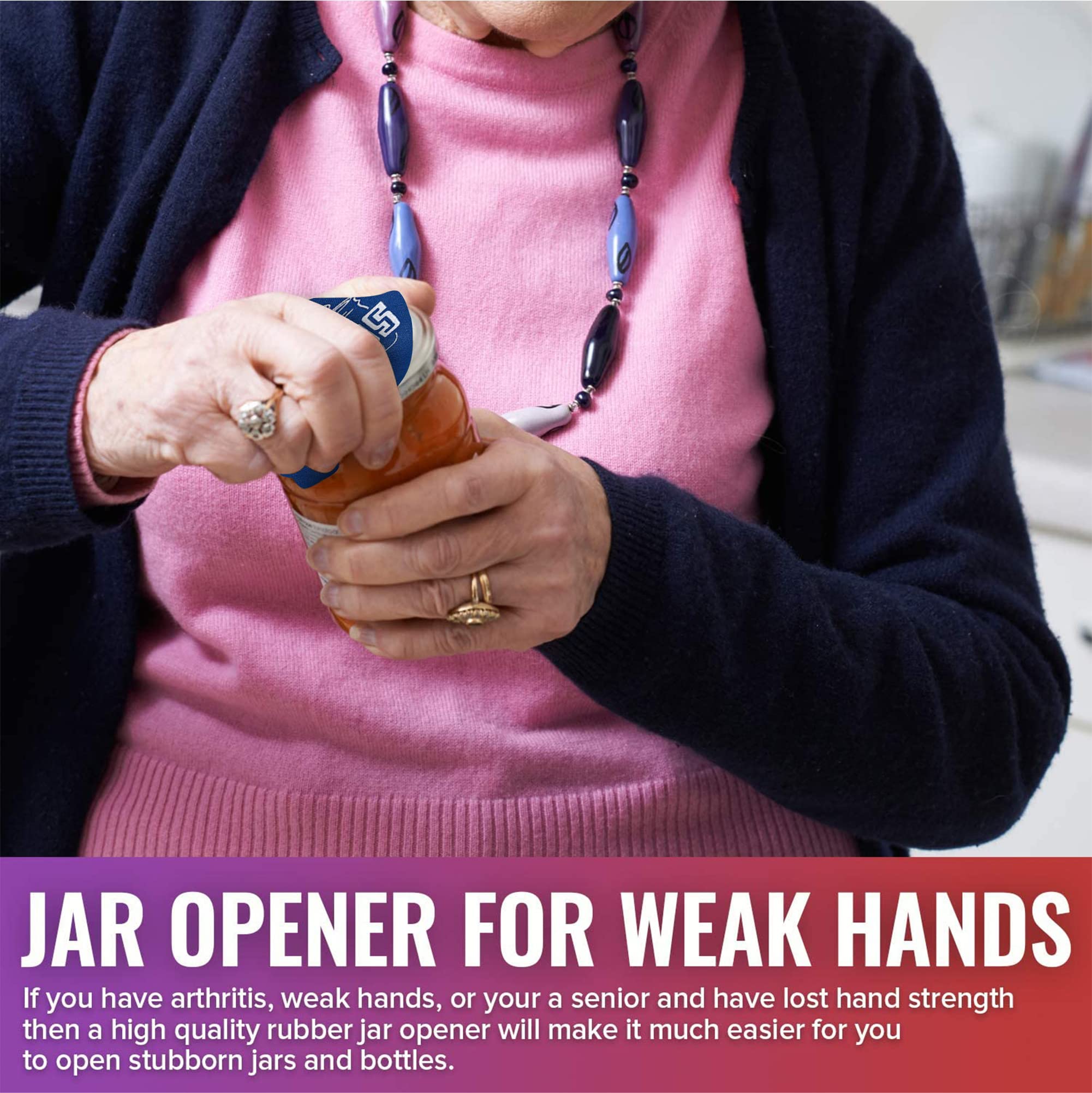 JAR HEADS Gummi-Glasöffner Greifpolster 4 Stück – dicke 12,7 cm Greifer zum Öffnen von Gläsern, hergestellt in den USA – Glasöffner für schwache Hände & Senioren mit Arthritis