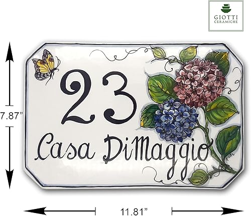 Miniatura 5 de Italian Ceramic Tile House numbers for outside - Hand Painted Address Sign - Customize it with your number or name- Italian Pottery House number