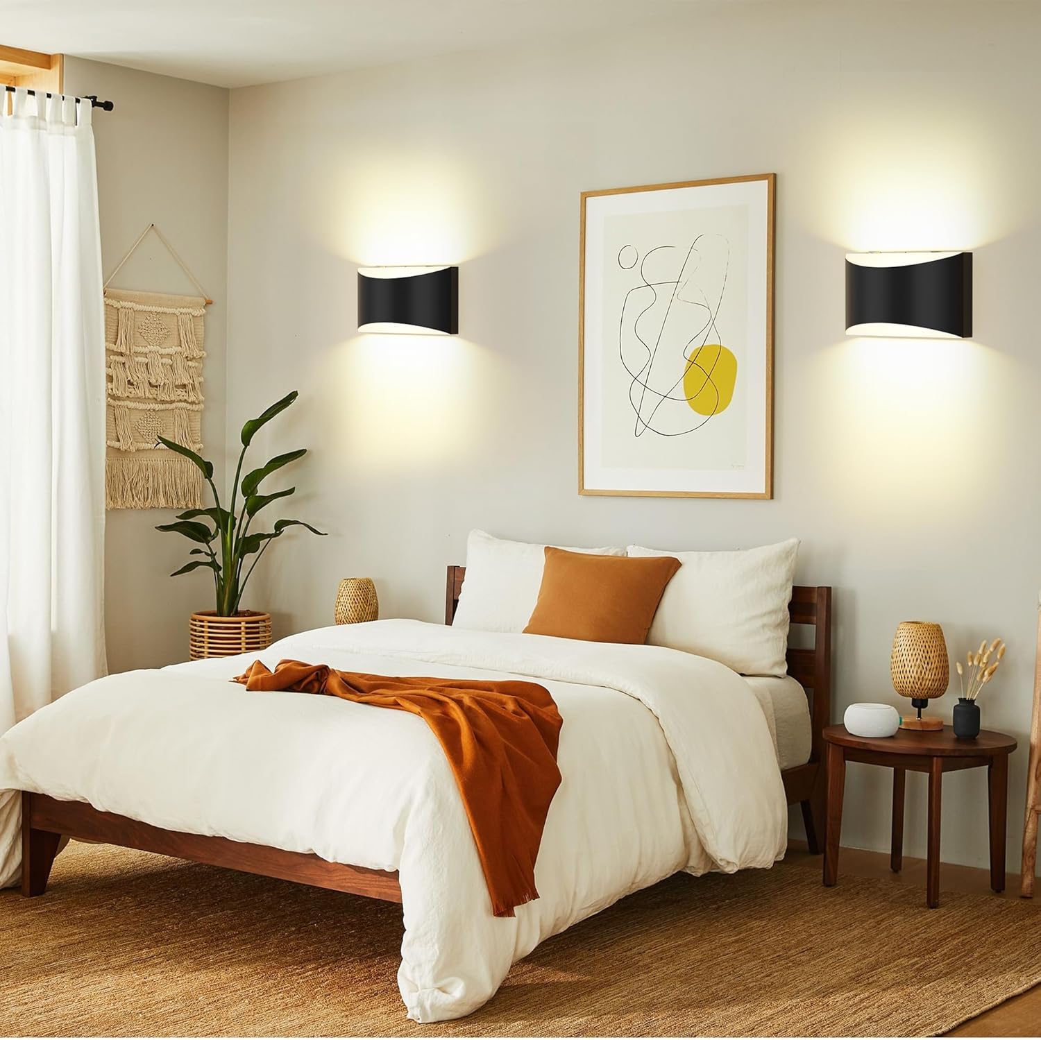 FOLKSMATE Battery Operated Wall Sconces Set of 2, 8000mAh Rechargeable Remote & Touch Control Wall Lamps, 3 Color Temperatures, Timer Dimmable Light for Bedroom, Living Room, Hallway