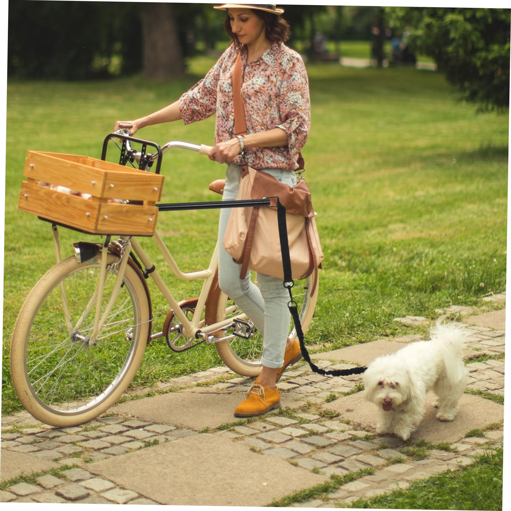 Guinzaglio per Cani da Bici Retrattile Nero in Oxford Cloth e Lega | Cani Piccoli e Medi, Cinturino Confortevole ed Ergonomico, Adatto per Viaggi e Hiking