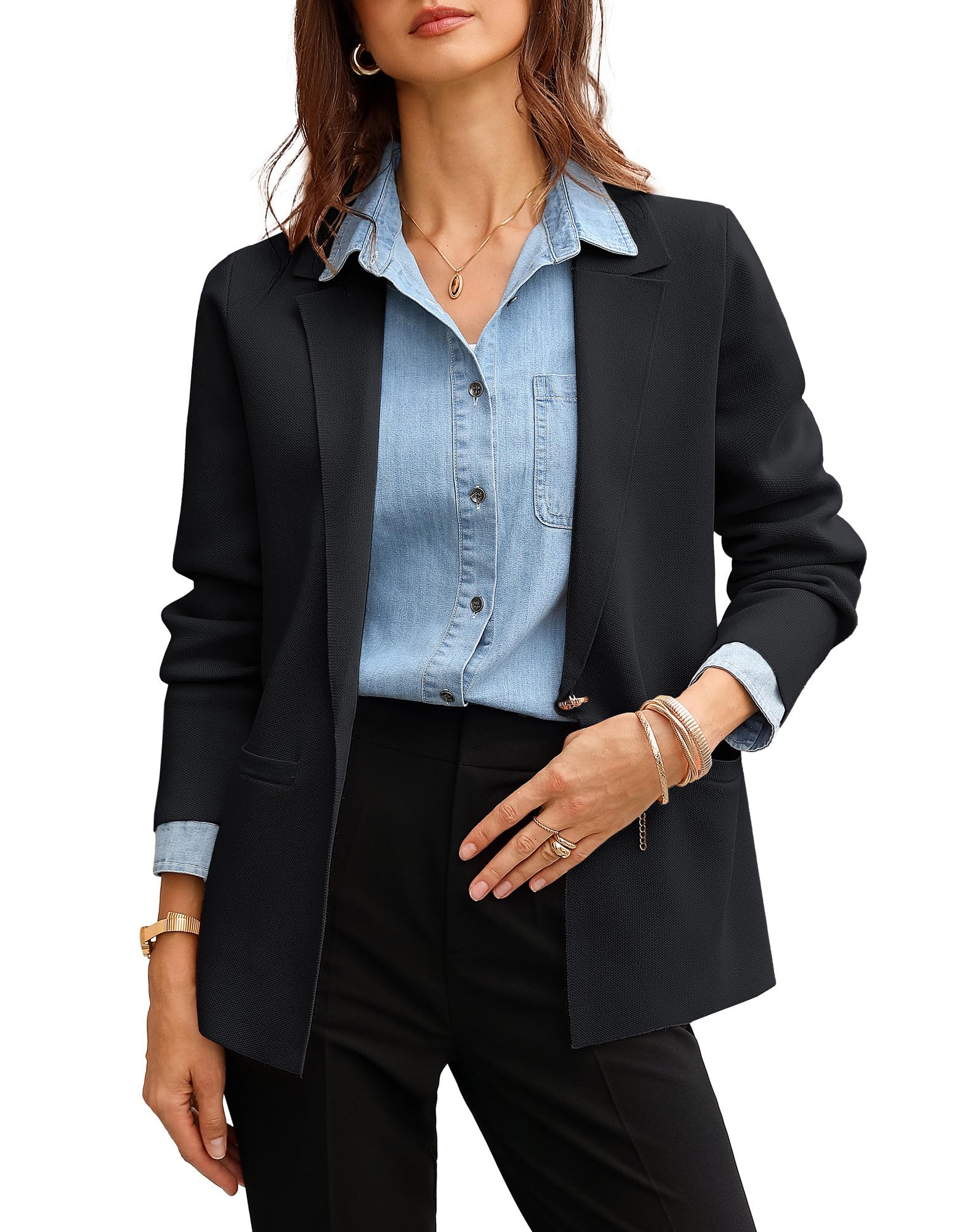 GRACE KARIN Cardigan élégant et décontracté pour femme - Manches longues - Avec boutons et poches