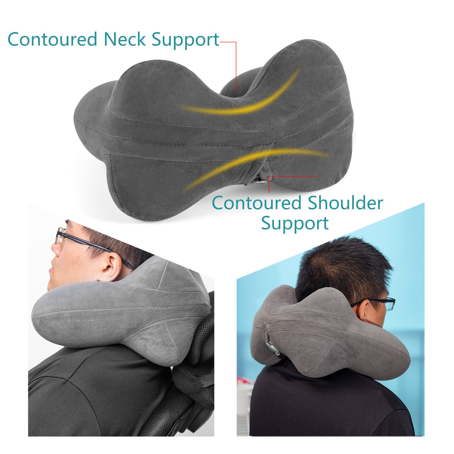 2-Set Reisekissen Aufblasbar - Ergonomisches Nackenkissen Für Reisen