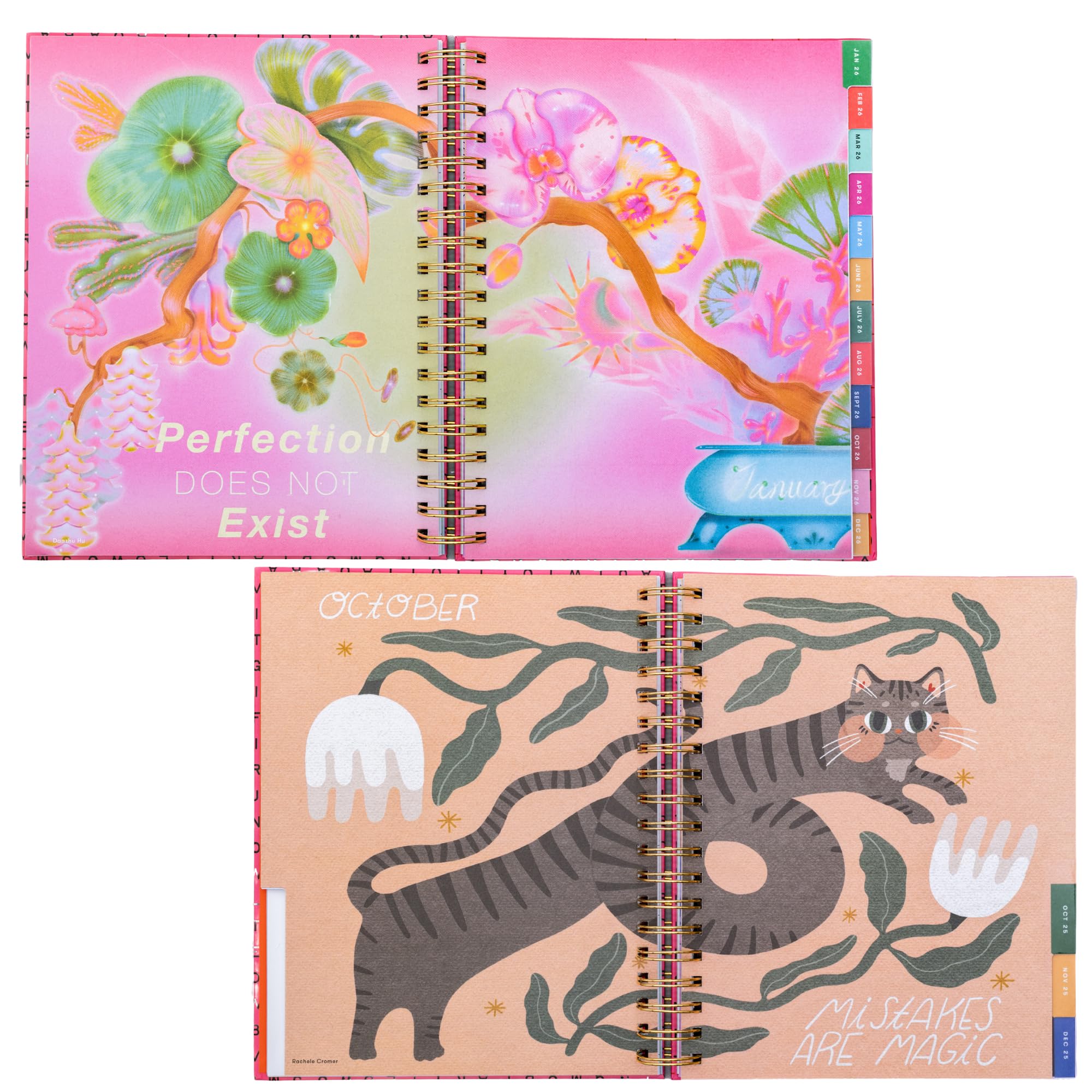 Agenda 17 Mois Ban.do Août 2025 à Décembre 2026 - Grand Format 20x25 Cm, Couverture Rigide, Spirale, Autocollants, Coloriage