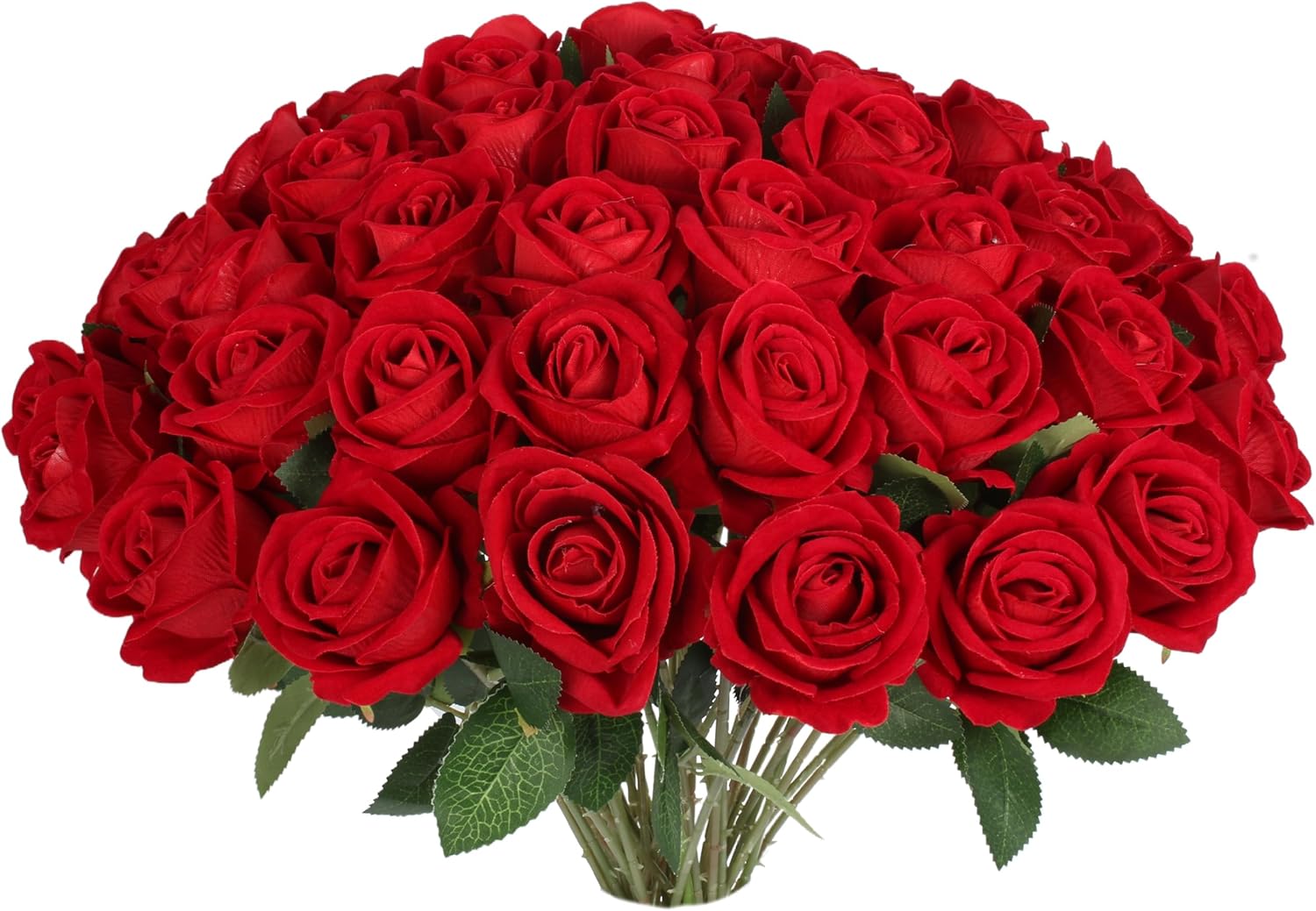 30 PCS Fake Red Roses, Artificial Flowers Bulk Realistic Silk Faux Red Rose with Stems for Wedding Decoration Anniversary Bridal Bouquet DIY Floral Arrangement Romantic Home Decor Red 30 Pcs