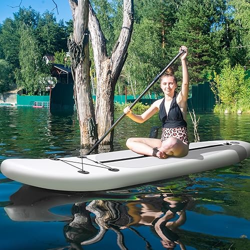 Vista 20 de TLSUNNY 10FT Inflatable Stand Up Paddle Board, 3 Fins Paddleboard with Full SUP Accessories for All Skill Levels, Portable Two-Way Hand Pump and