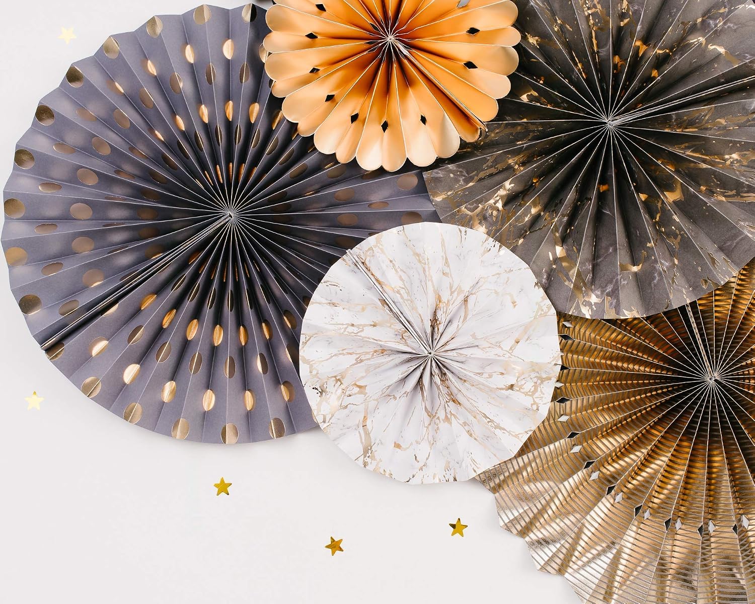 PapaKit Bundle - Happy Birthday Bunting Banner, Origami Wall Decoration Paper Fans, Premium Paper Pom Pom, Honeycomb and Accordion Lantern