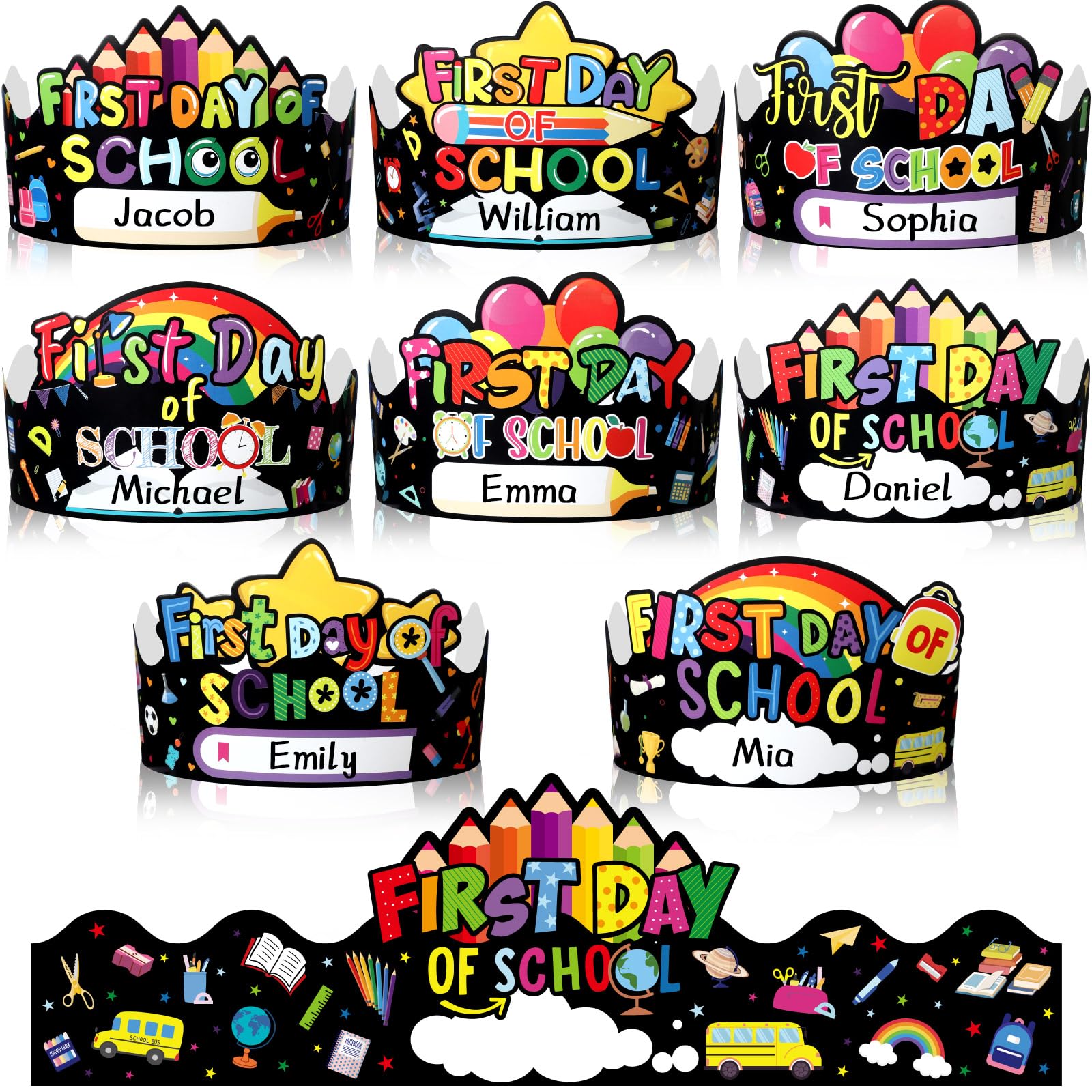 Shyyween 48 Pcs Preschool Paper Caps Adjustable Kindergarten Hats Crowns Pre-k Grad Headbands for 2026 Party Favors