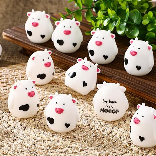 Miniatura 7 de Cholemy Juego de 50 mini vacas de goma para regalo a granel You Have Been Mooed Funny para figuras de juego, accesorios interiores de automóvil,