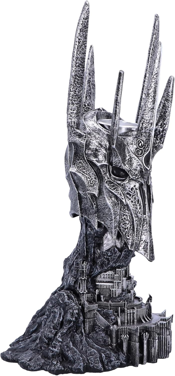 Nemesis Now Lord of the Rings Sauron Tea Light Holder 33cm, Resin, Silver, Officially Licensed Lord of the Rings Sauron Sculpture, Metal Insert to Hold Tealight, Cast in the Finest Resin, Hand-Painted