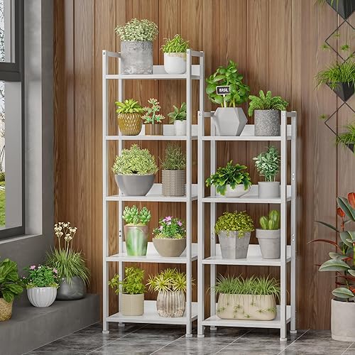 Miniatura 8 de Furologee Estantería blanca de 4 niveles con cajón, estantería pequeña y estrecha con estantes, moderna unidad de estante independiente, estantes de